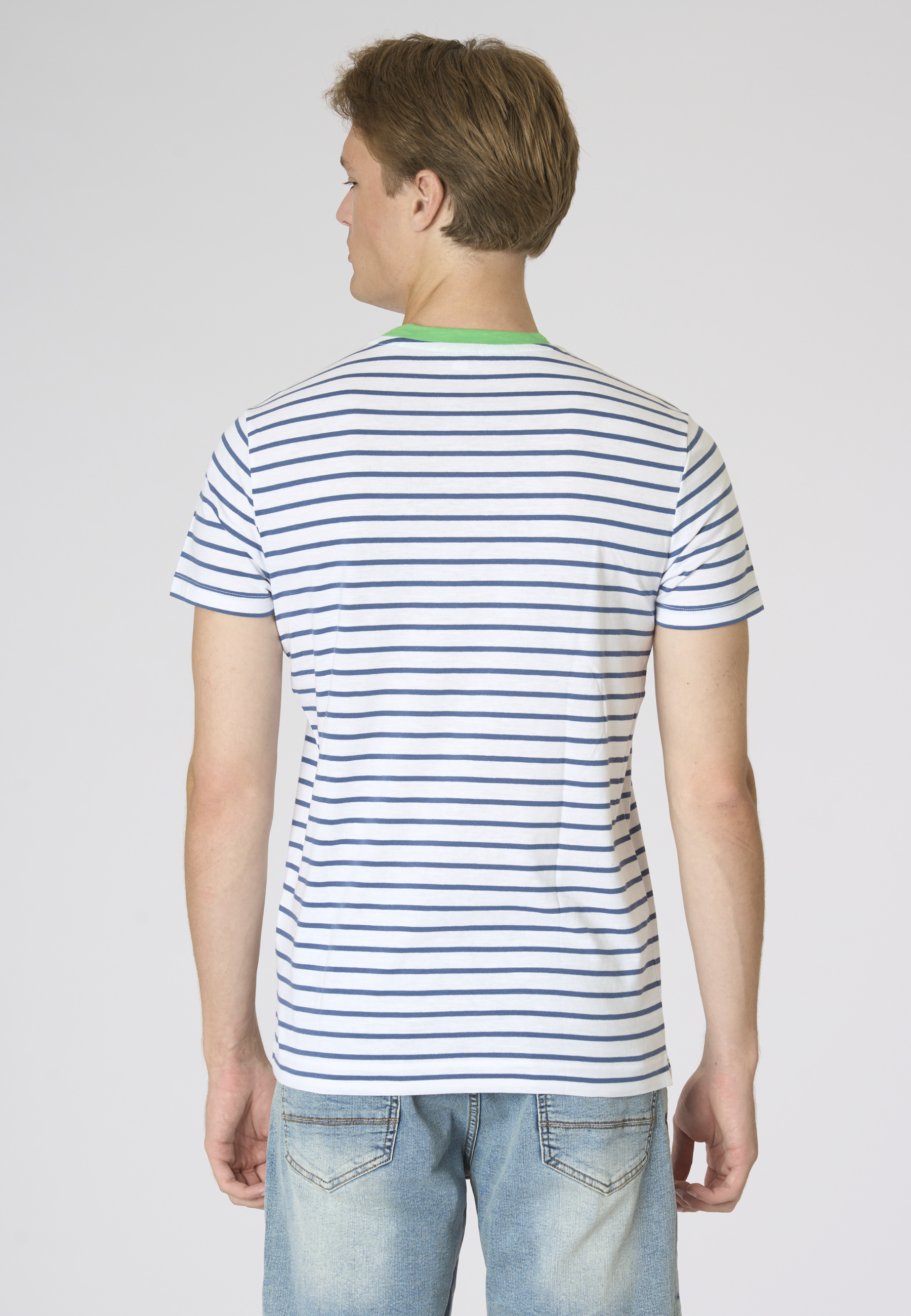 T-shirt a righe in cotone con taschino