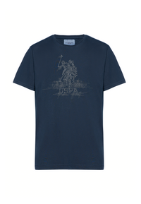 T-shirt da uomo in cotone pigment dyed con stampa frontale.