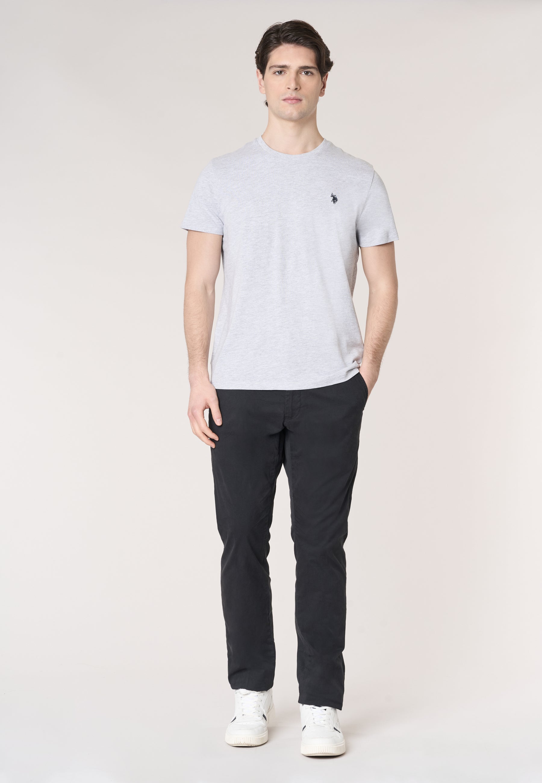 T-shirt girocollo in cotone melange