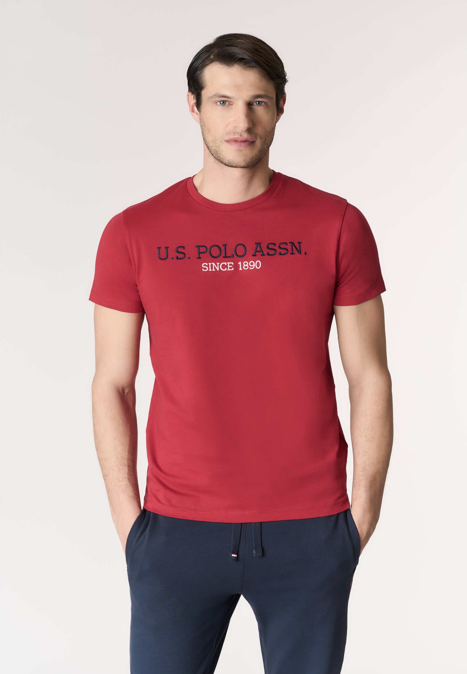 T-shirt a maniche corte in cotone con scritta frontale