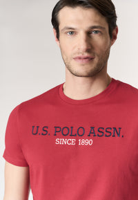 T-shirt a maniche corte in cotone con scritta frontale