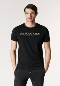 T-shirt a maniche corte in cotone con scritta frontale