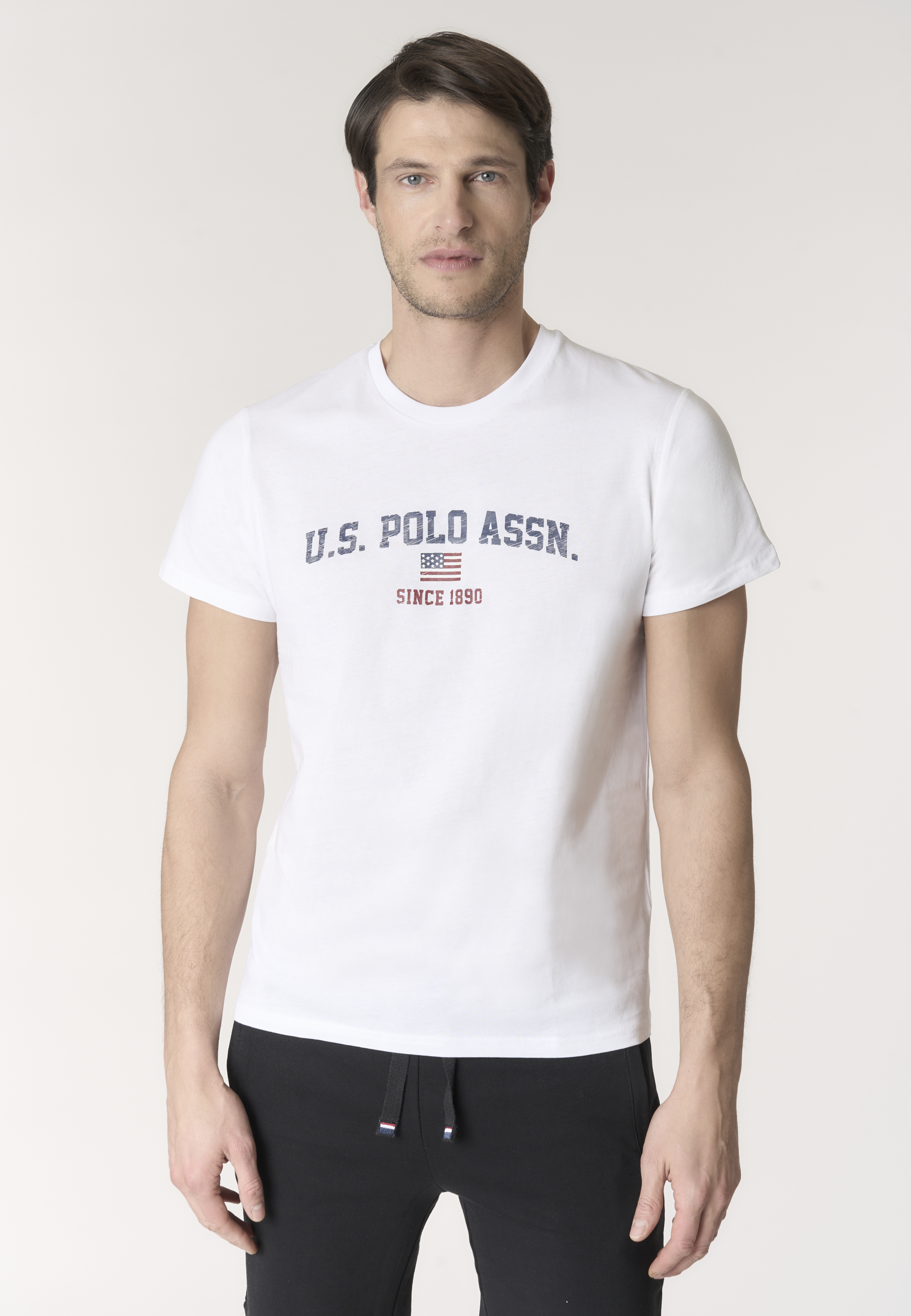 T-shirt girocollo in cotone con stampa frontale U.S. POLO ASSN.