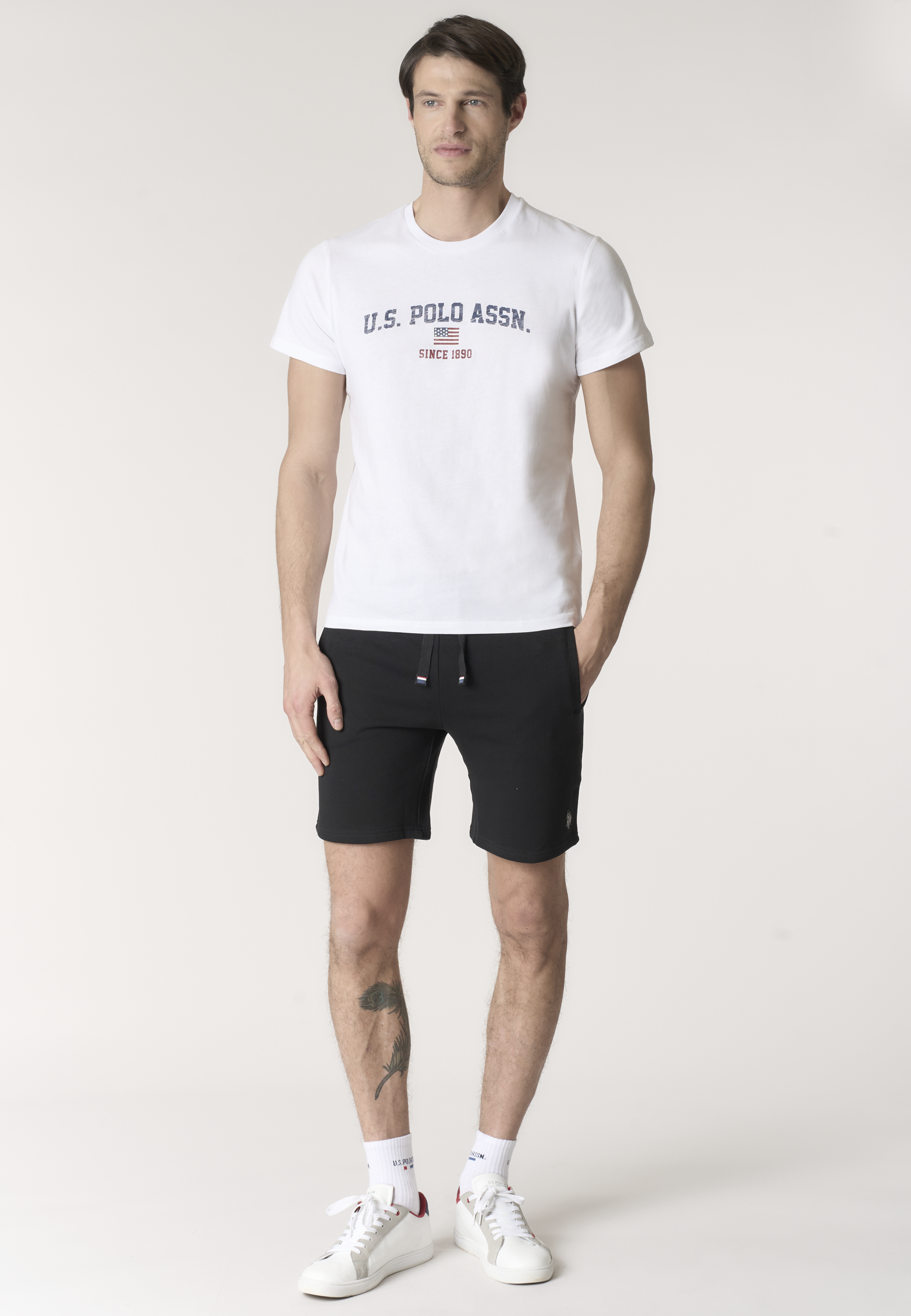T-shirt girocollo in cotone con stampa frontale U.S. POLO ASSN.
