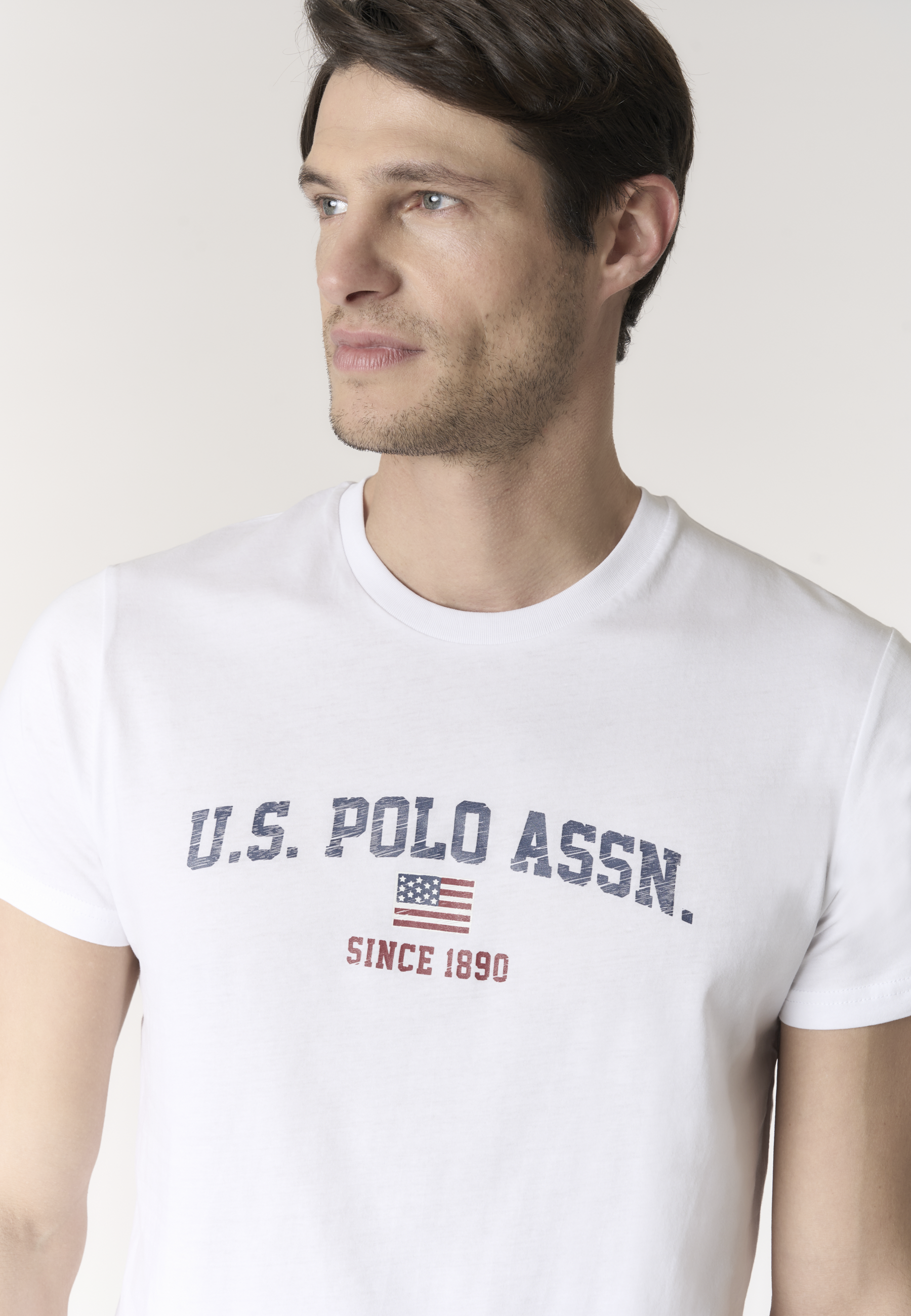 T-shirt girocollo in cotone con stampa frontale U.S. POLO ASSN.