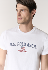 T-shirt girocollo in cotone con stampa frontale U.S. POLO ASSN.