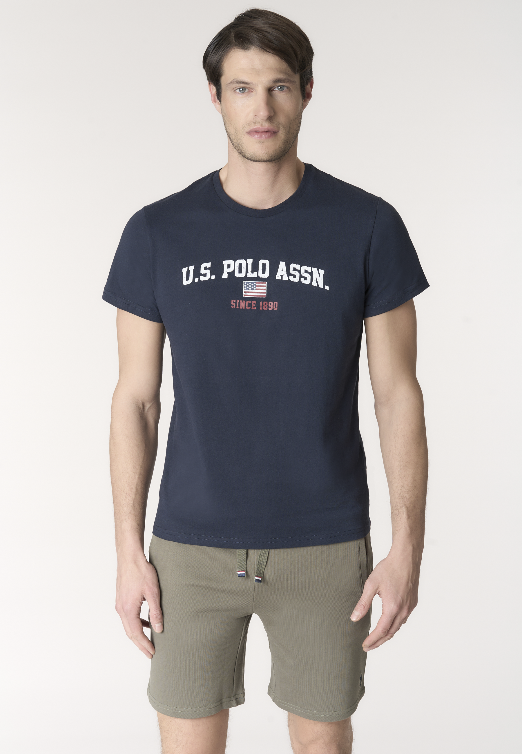 T-shirt girocollo in cotone con stampa frontale U.S. POLO ASSN.