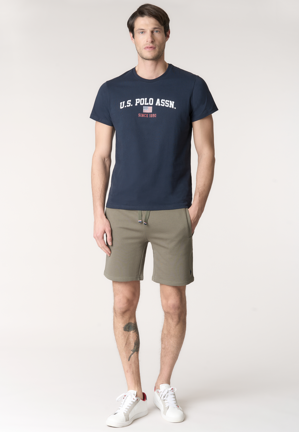 T-shirt girocollo in cotone con stampa frontale U.S. POLO ASSN.