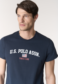 T-shirt girocollo in cotone con stampa frontale U.S. POLO ASSN.