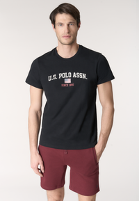 T-shirt girocollo in cotone con stampa frontale U.S. POLO ASSN.