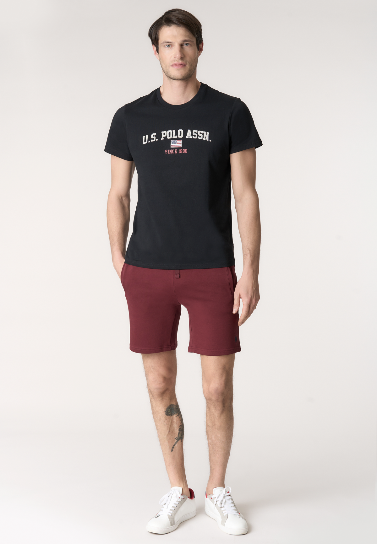 T-shirt girocollo in cotone con stampa frontale U.S. POLO ASSN.