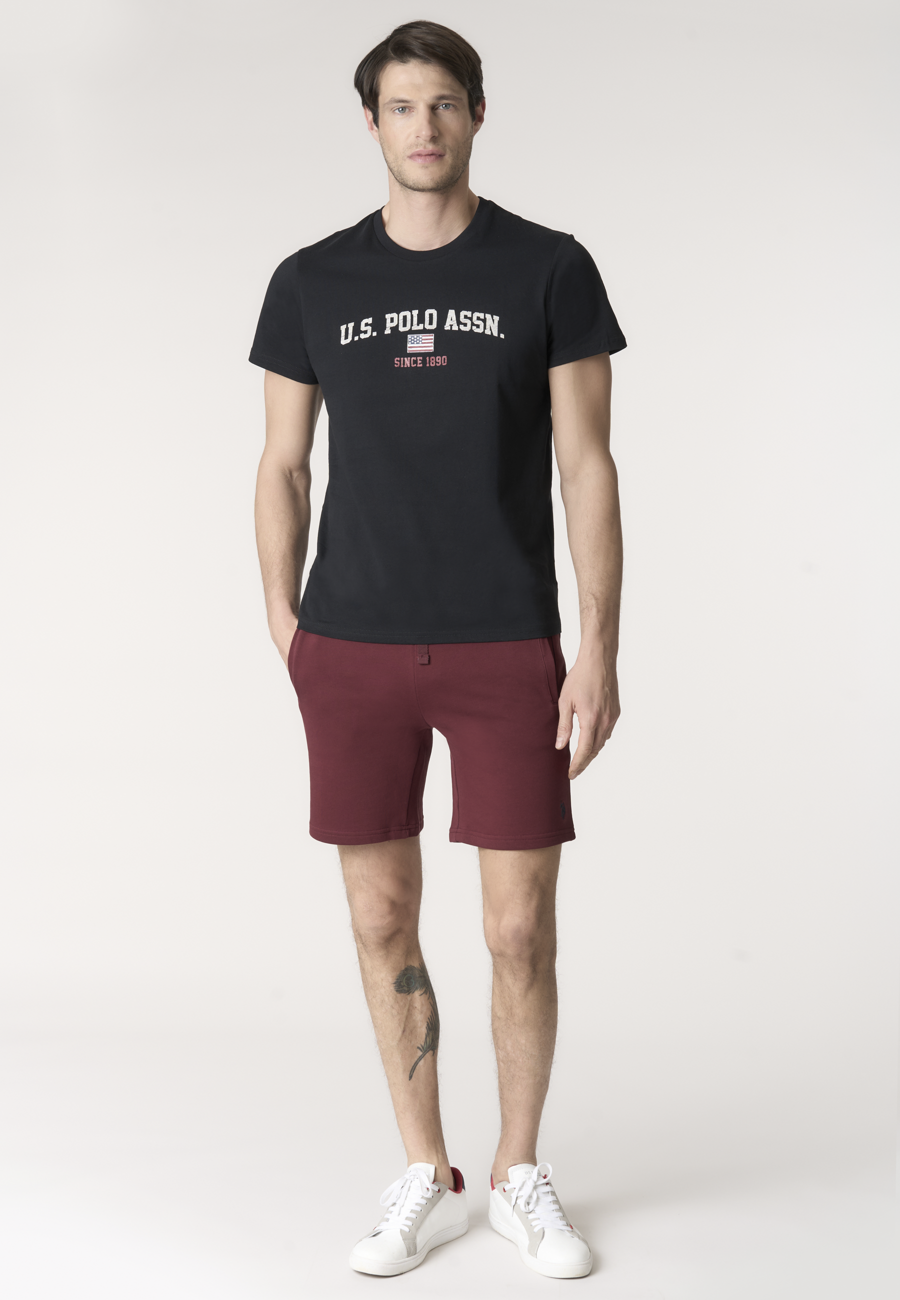 T-shirt girocollo in cotone con stampa frontale U.S. POLO ASSN.