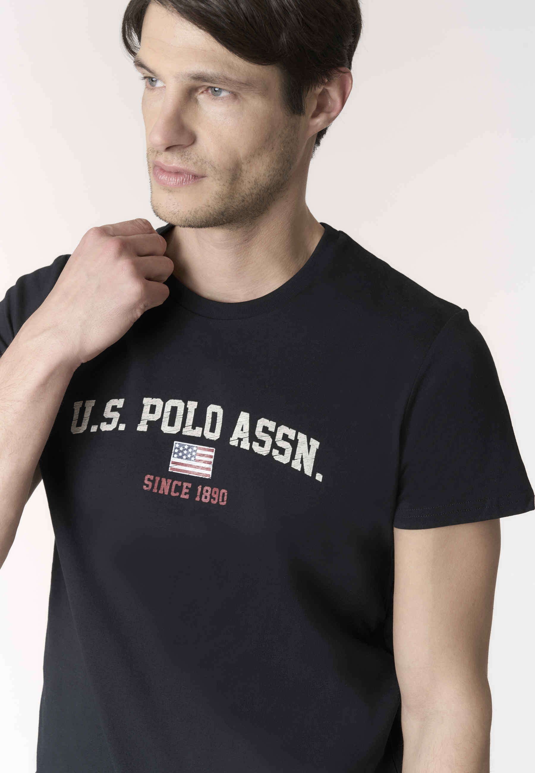 T-shirt girocollo in cotone con stampa frontale U.S. POLO ASSN.