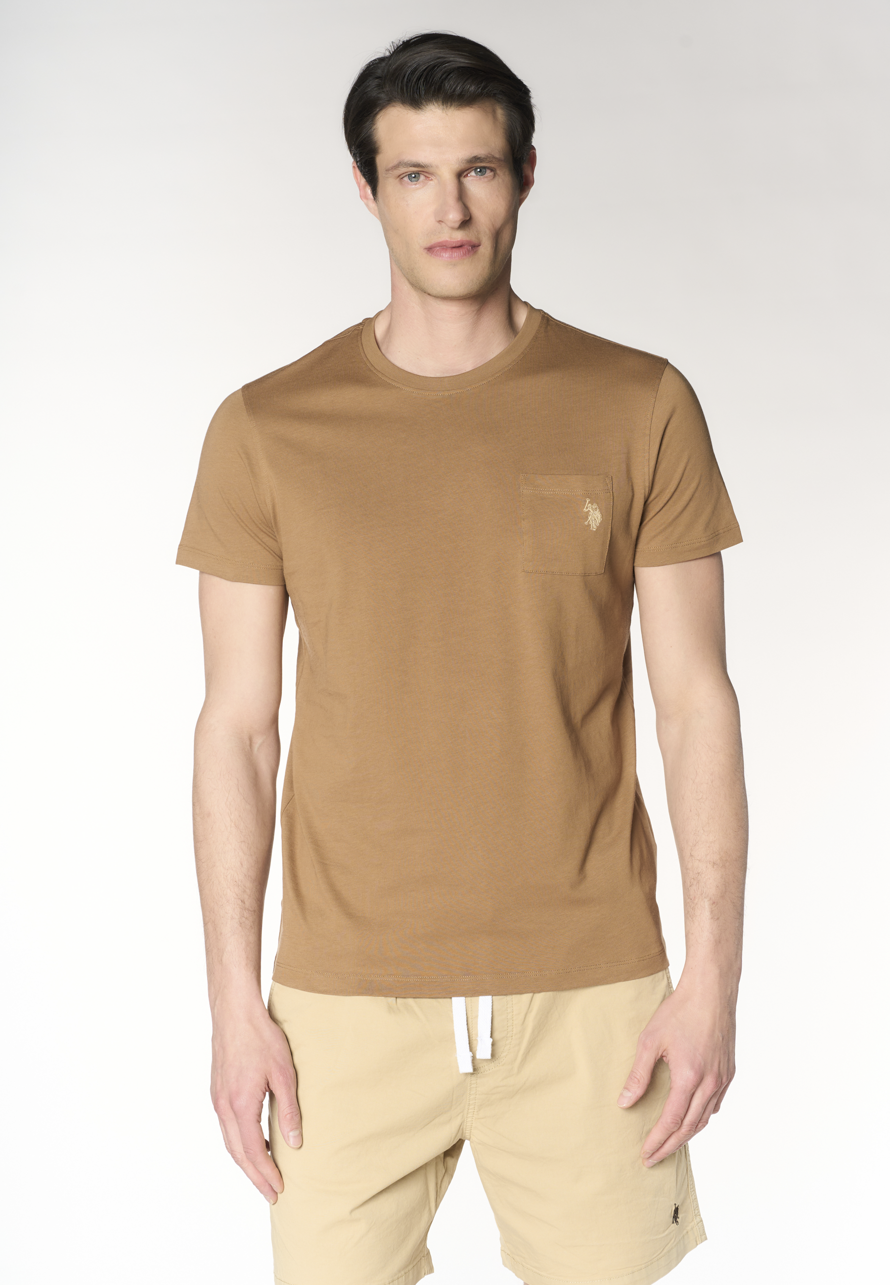T-shirt uomo in cotone basic jersey con taschino e logo ricamato