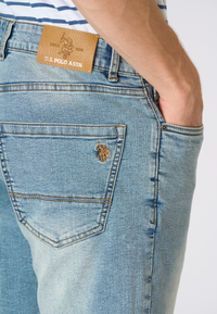 Pantalone corto in denim da uomo modello cinque tasche