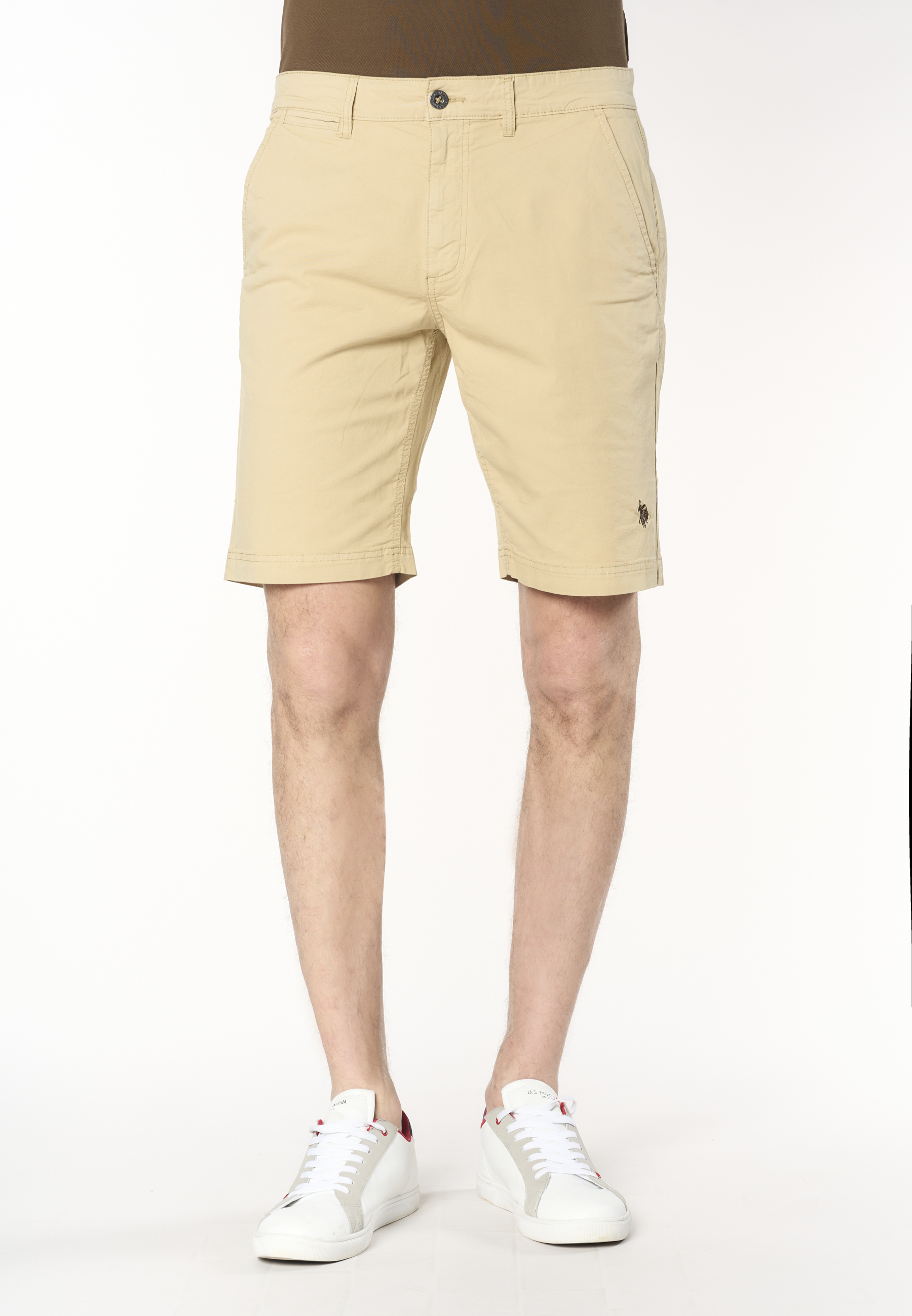 Pantalone corto chino da uomo in cotone stretch
