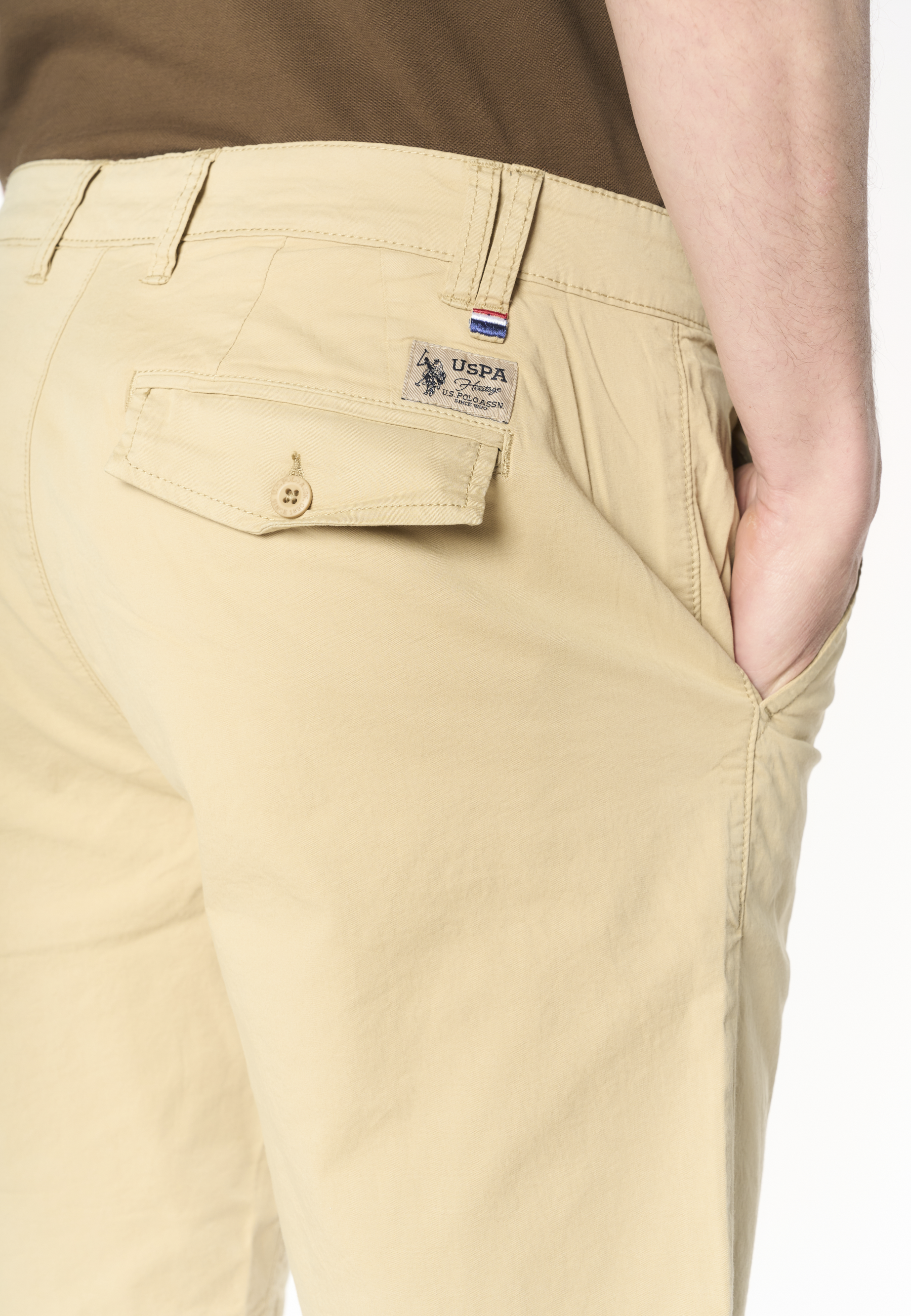 Pantalone corto chino da uomo in cotone stretch