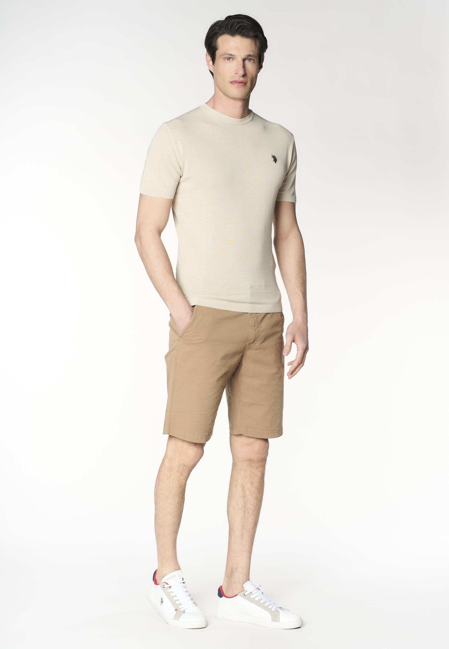 Pantalone corto chino da uomo in cotone stretch