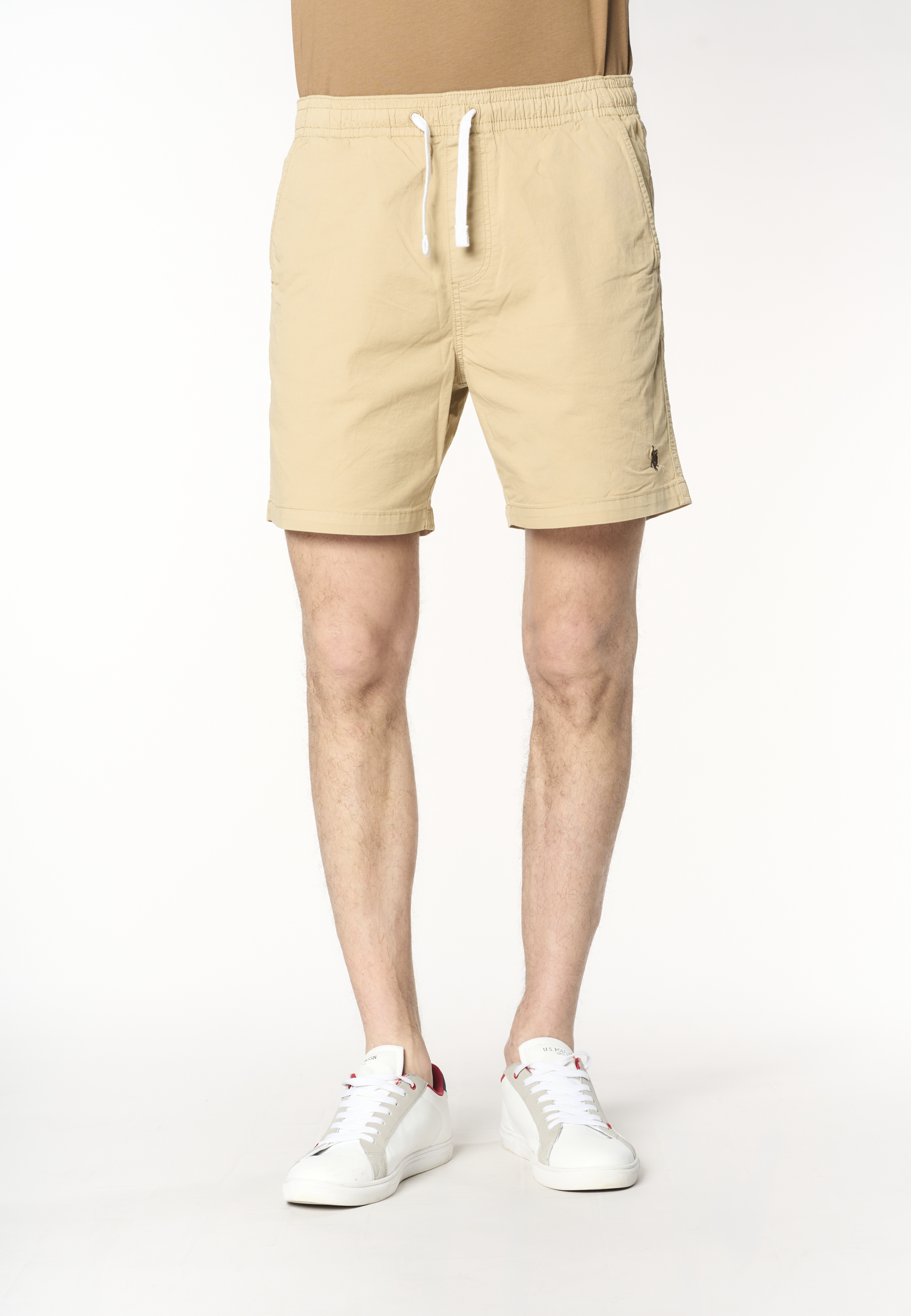 Pantalone corto da uomo in cotone stretch con coulisse