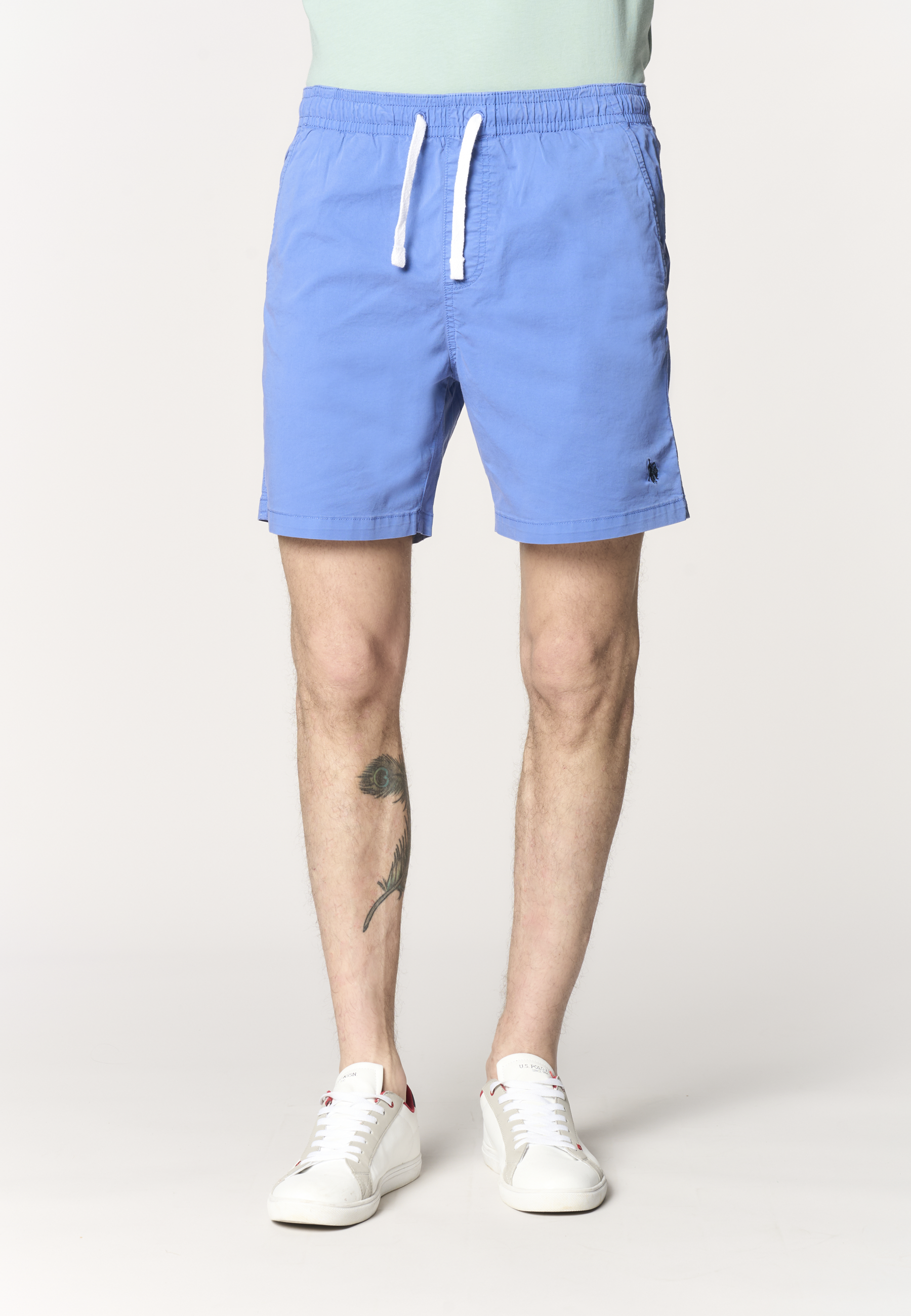 Pantalone corto da uomo in cotone stretch con coulisse