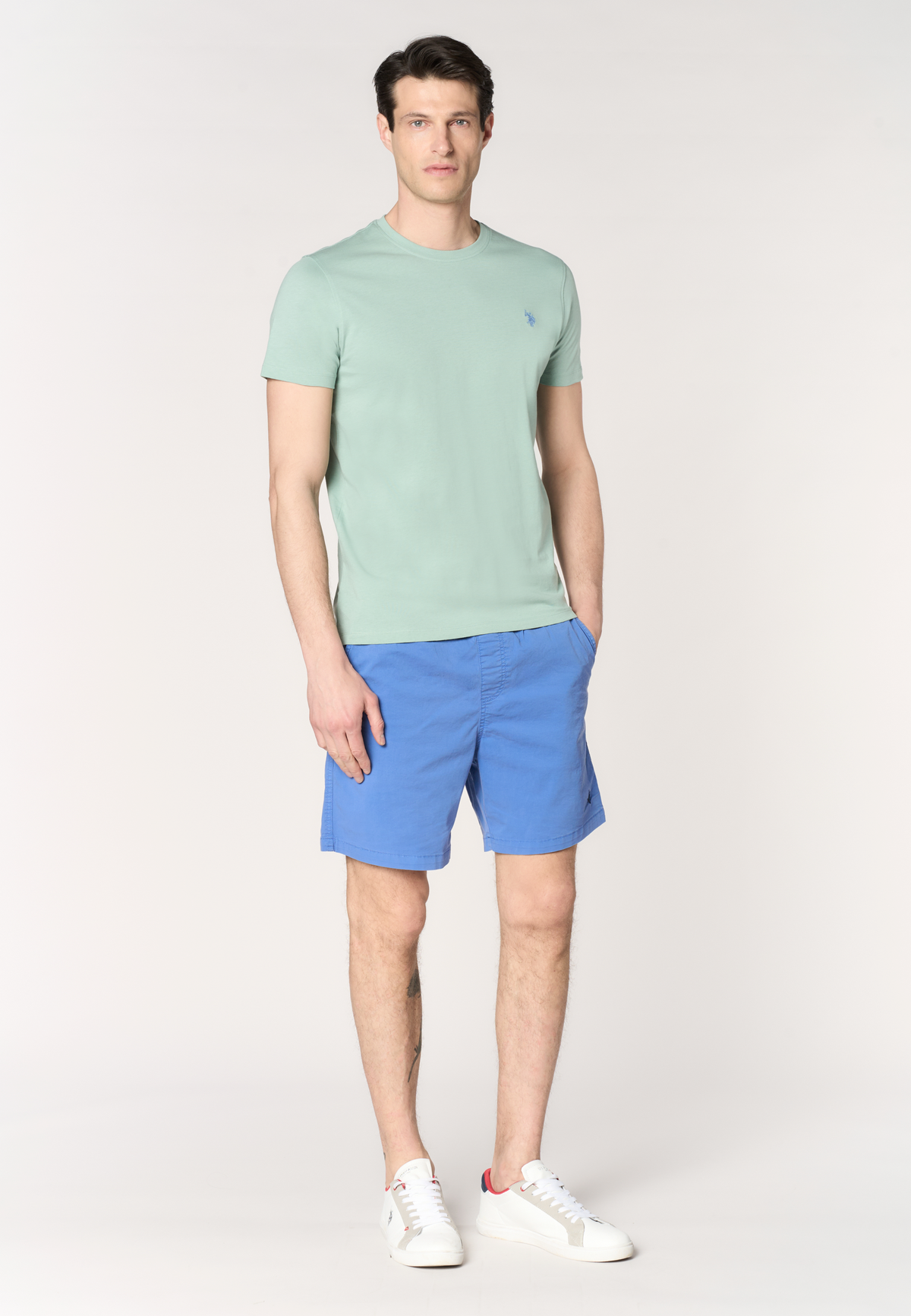 Pantalone corto da uomo in cotone stretch con coulisse