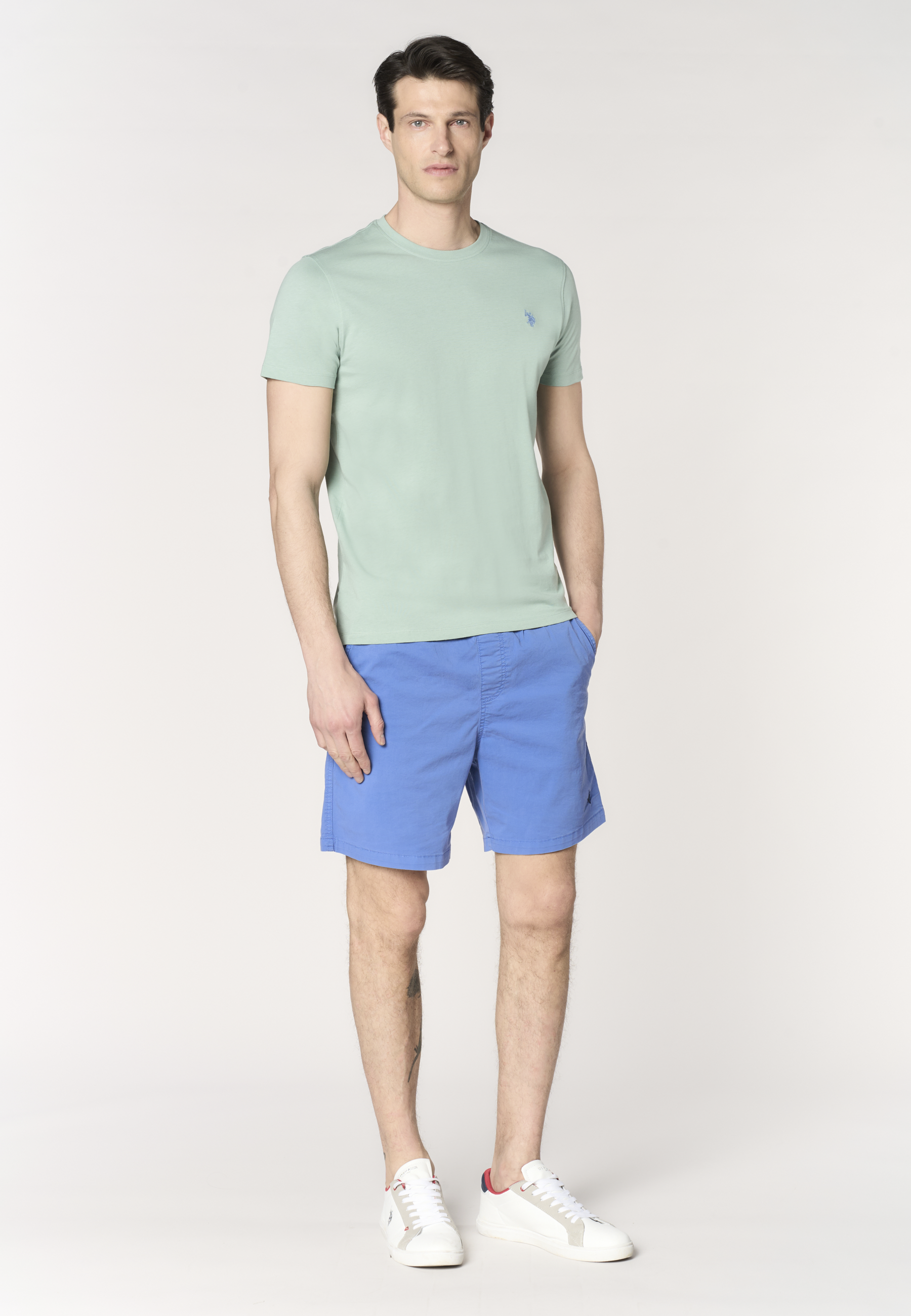 Pantalone corto da uomo in cotone stretch con coulisse