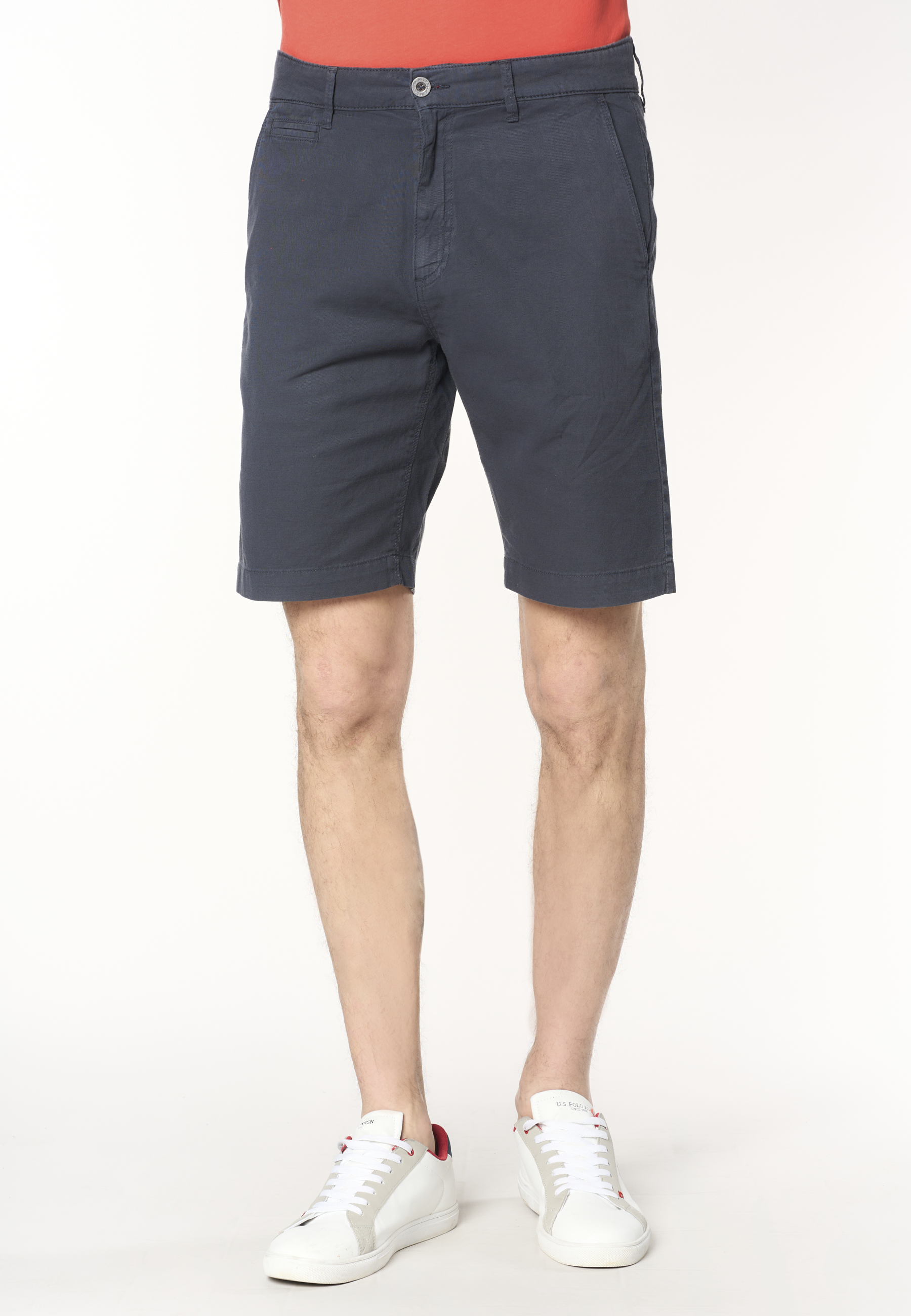 Pantalone corto da uomo in misto cotone e lino