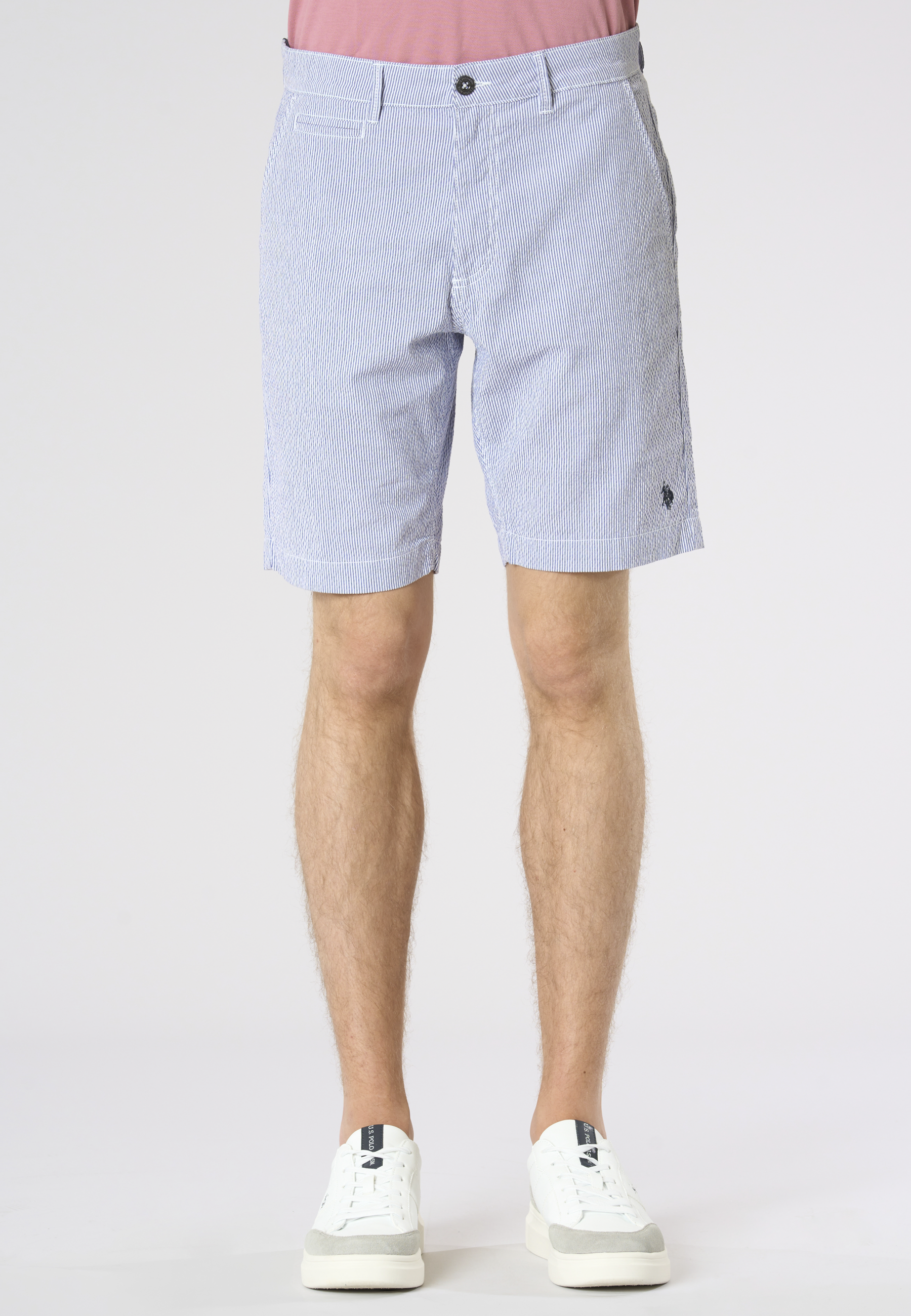 Pantalone corto chino da uomo in cotone rigato