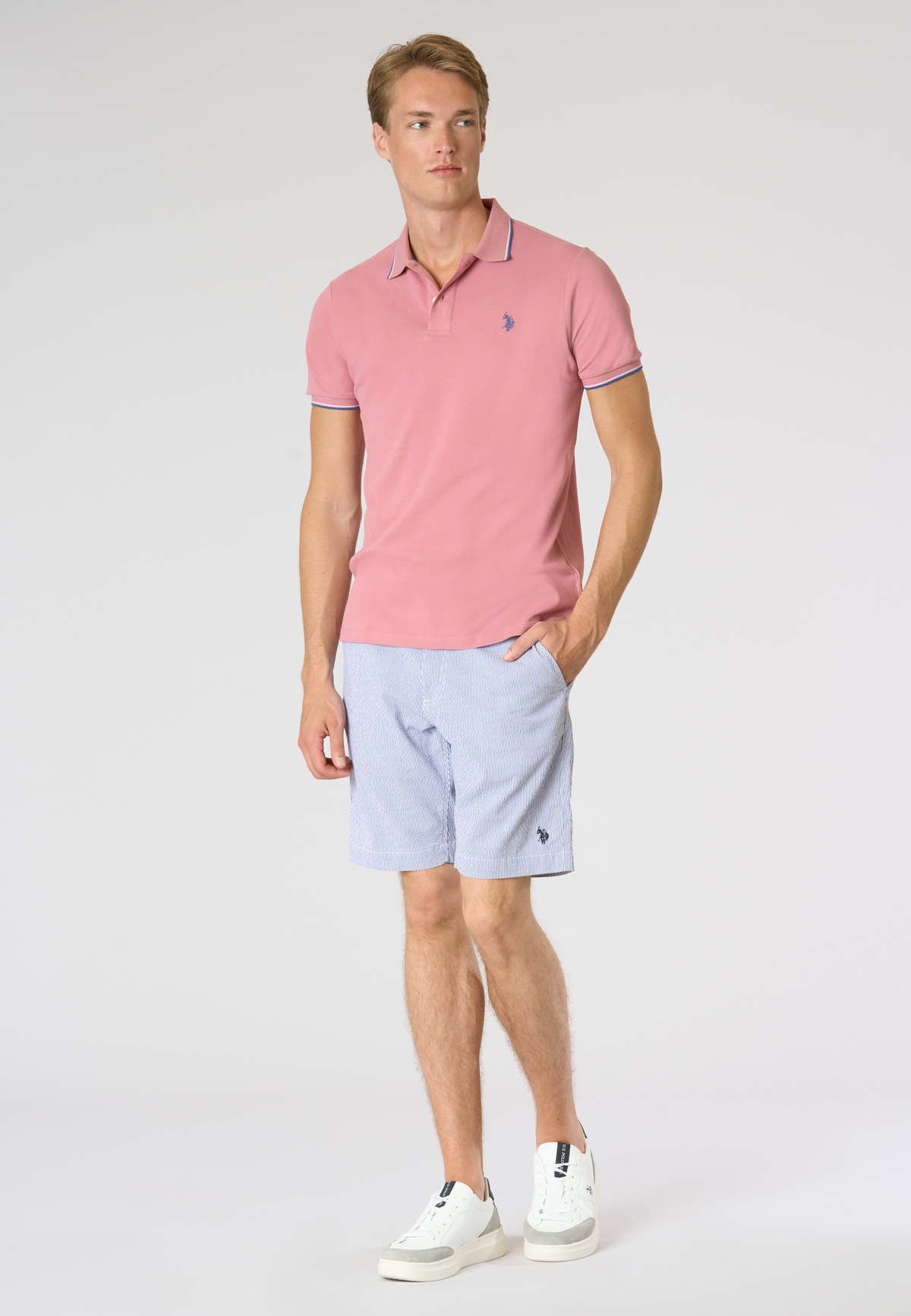 Pantalone corto chino da uomo in cotone rigato