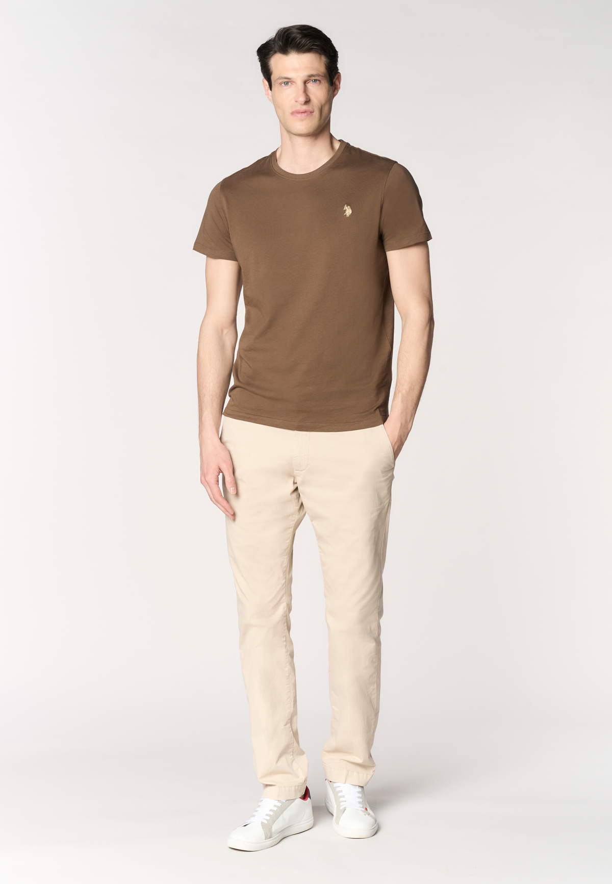 Pantalone chino da uomo in cotone stretch overdyed