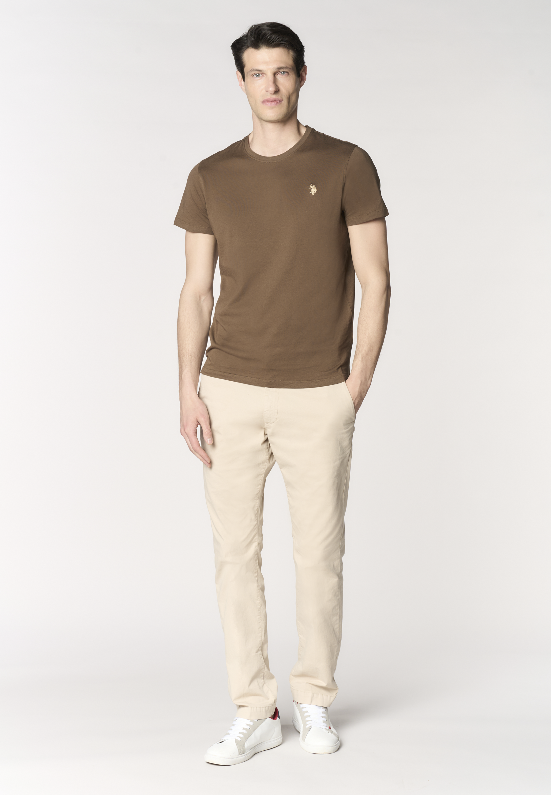 Pantalone chino da uomo in cotone stretch overdyed