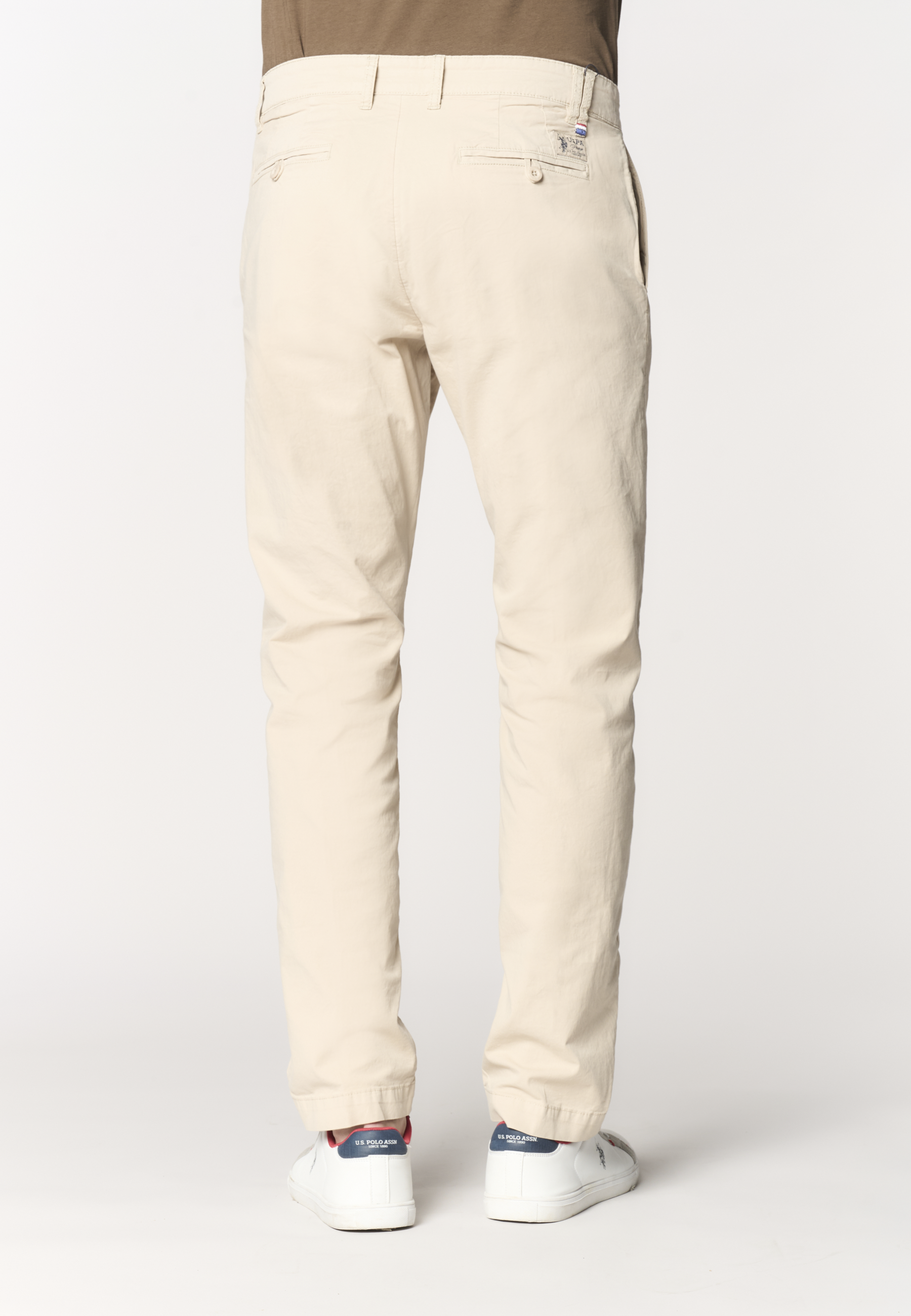 Pantalone chino da uomo in cotone stretch overdyed