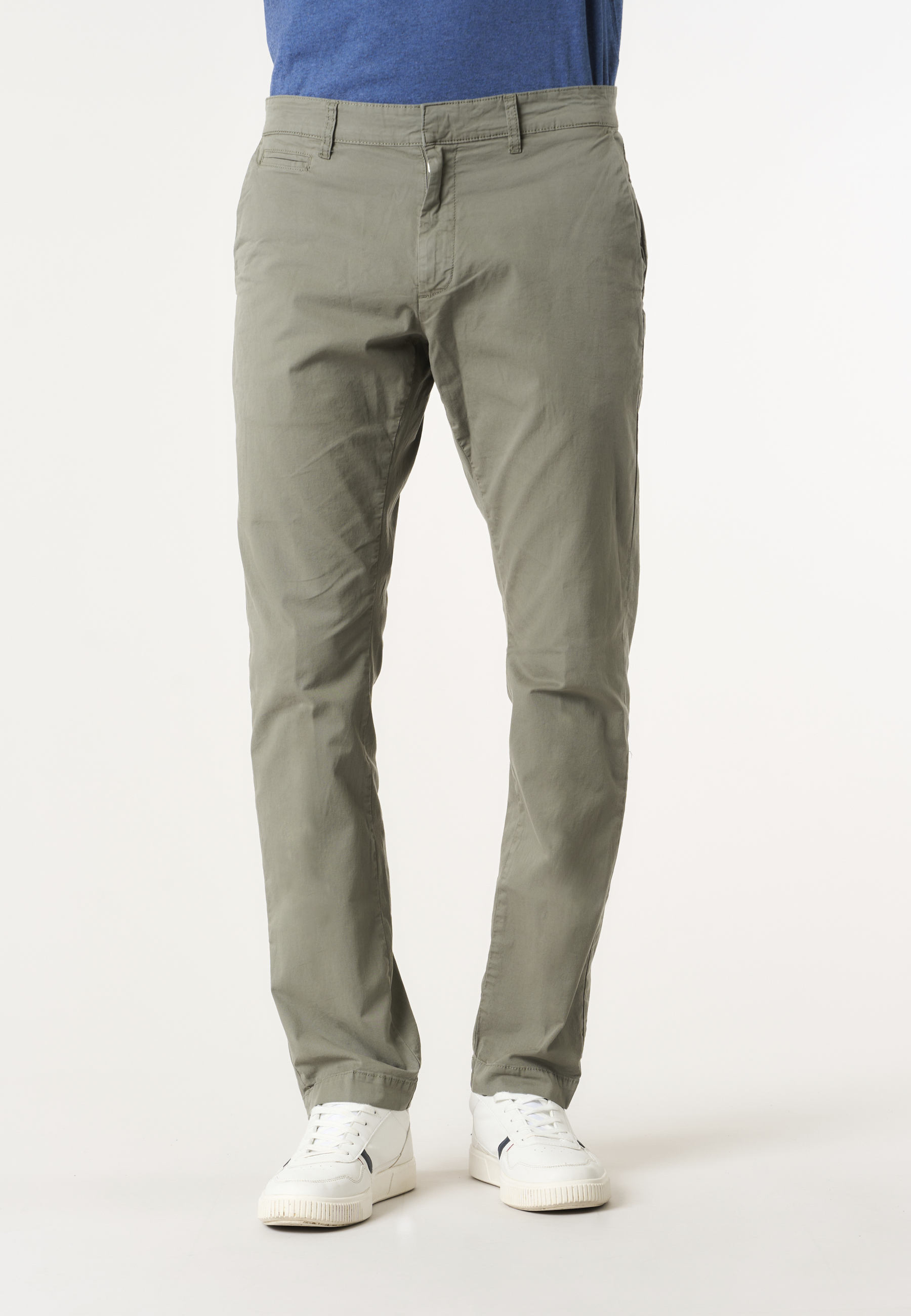 Pantalone chino da uomo in cotone stretch overdyed