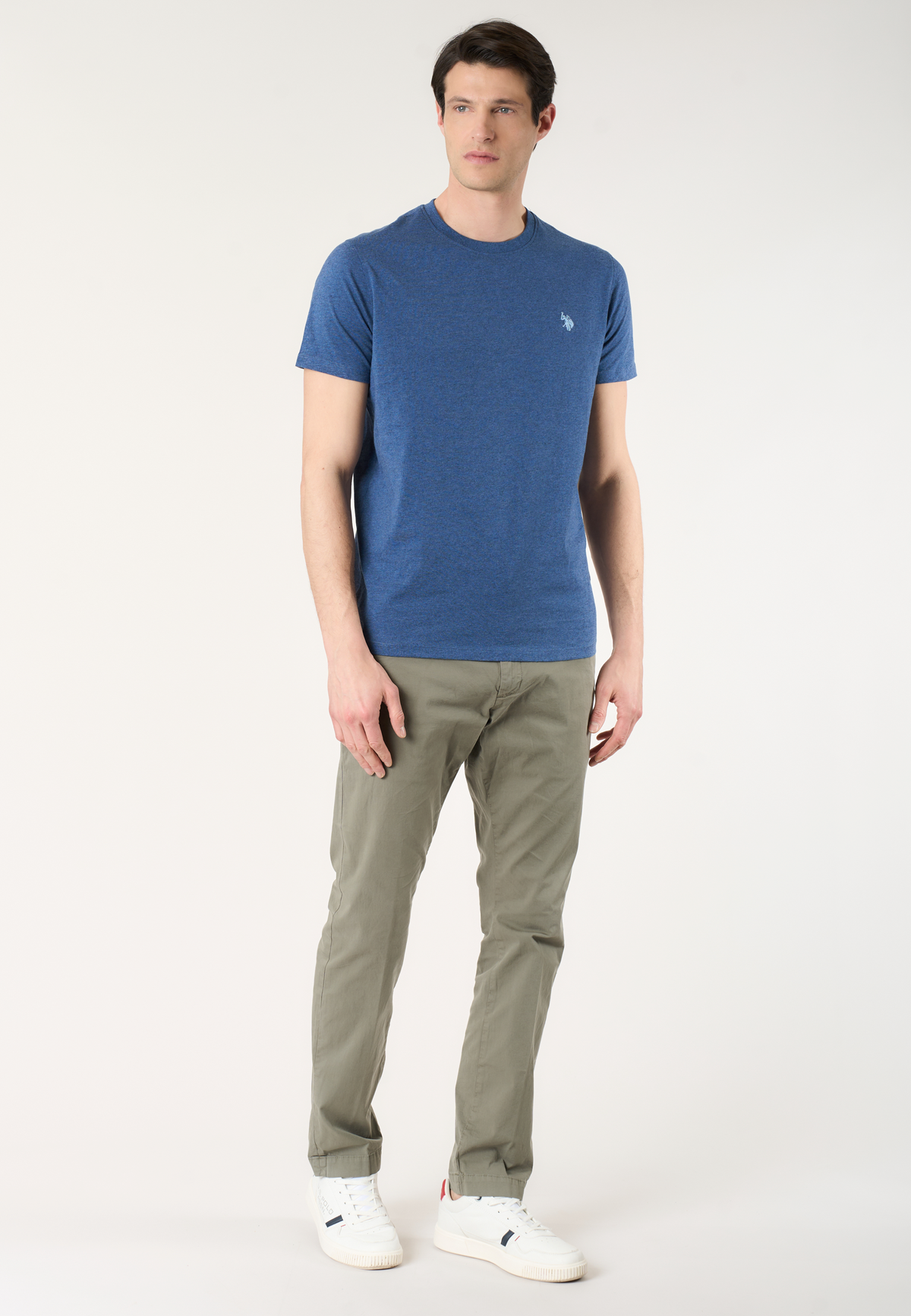 Pantalone chino da uomo in cotone stretch overdyed