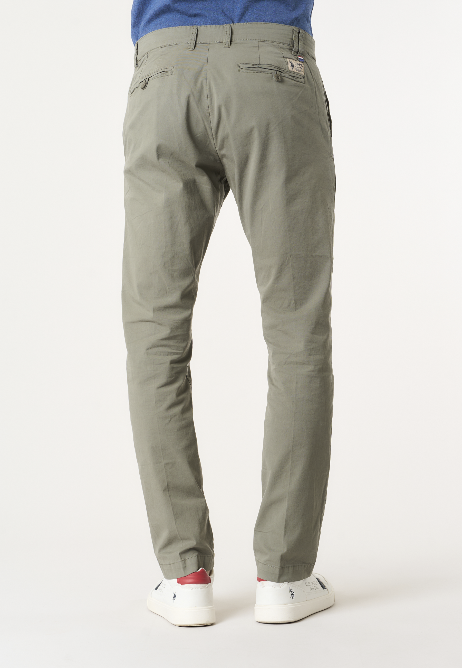 Pantalone chino da uomo in cotone stretch overdyed