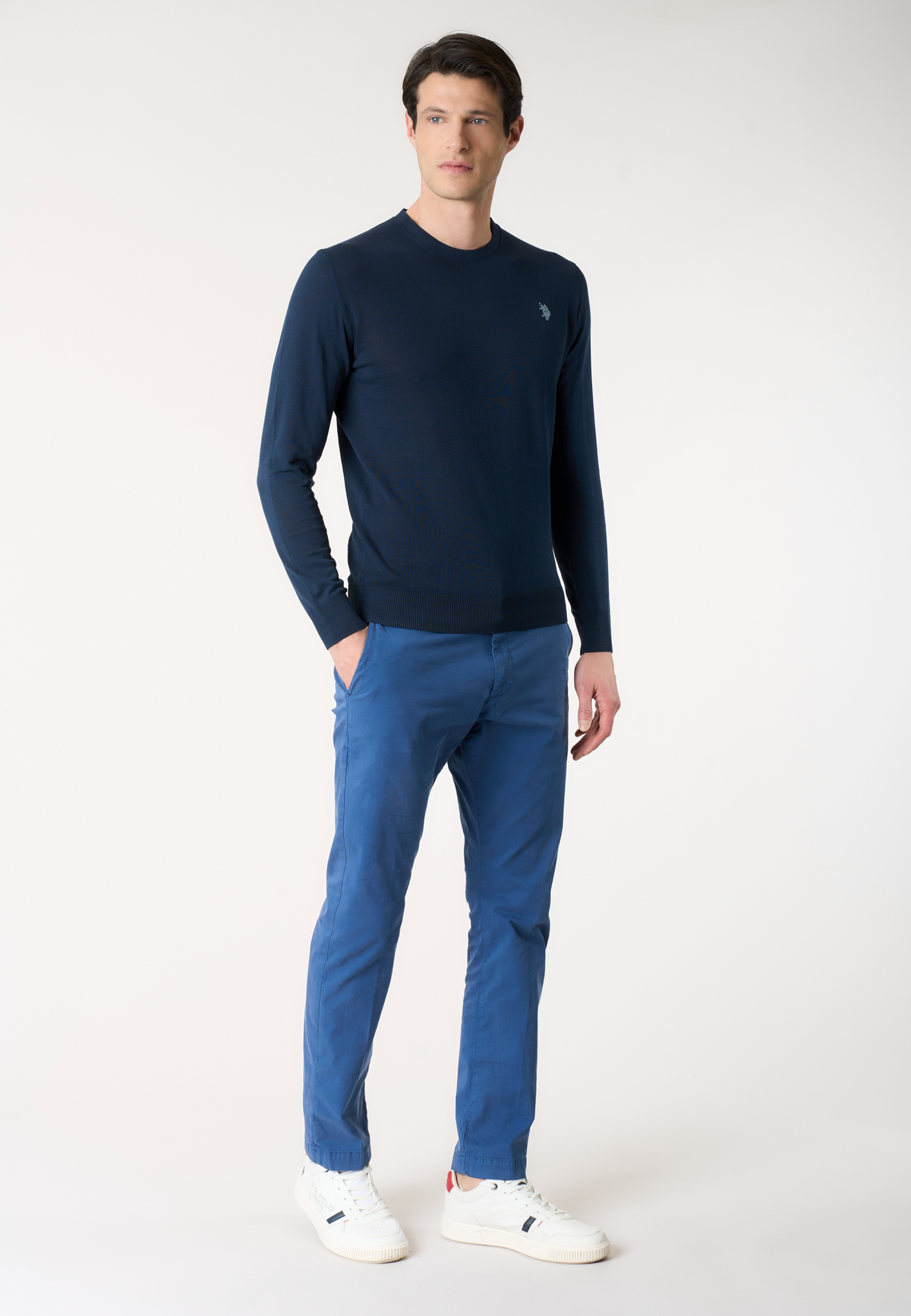 Pantalone chino da uomo in cotone stretch overdyed