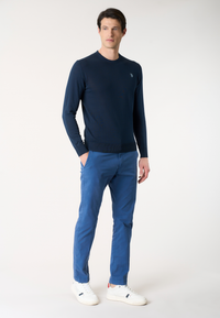 Pantalone chino da uomo in cotone stretch overdyed
