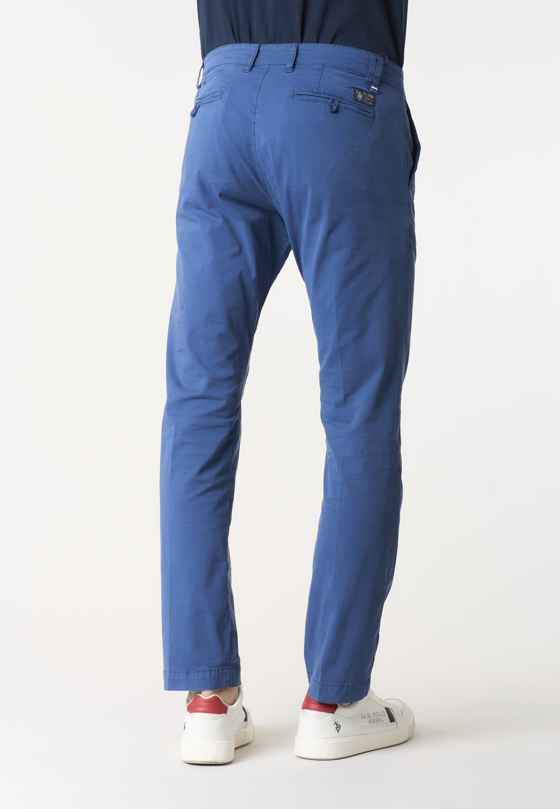 Pantalone chino da uomo in cotone stretch overdyed