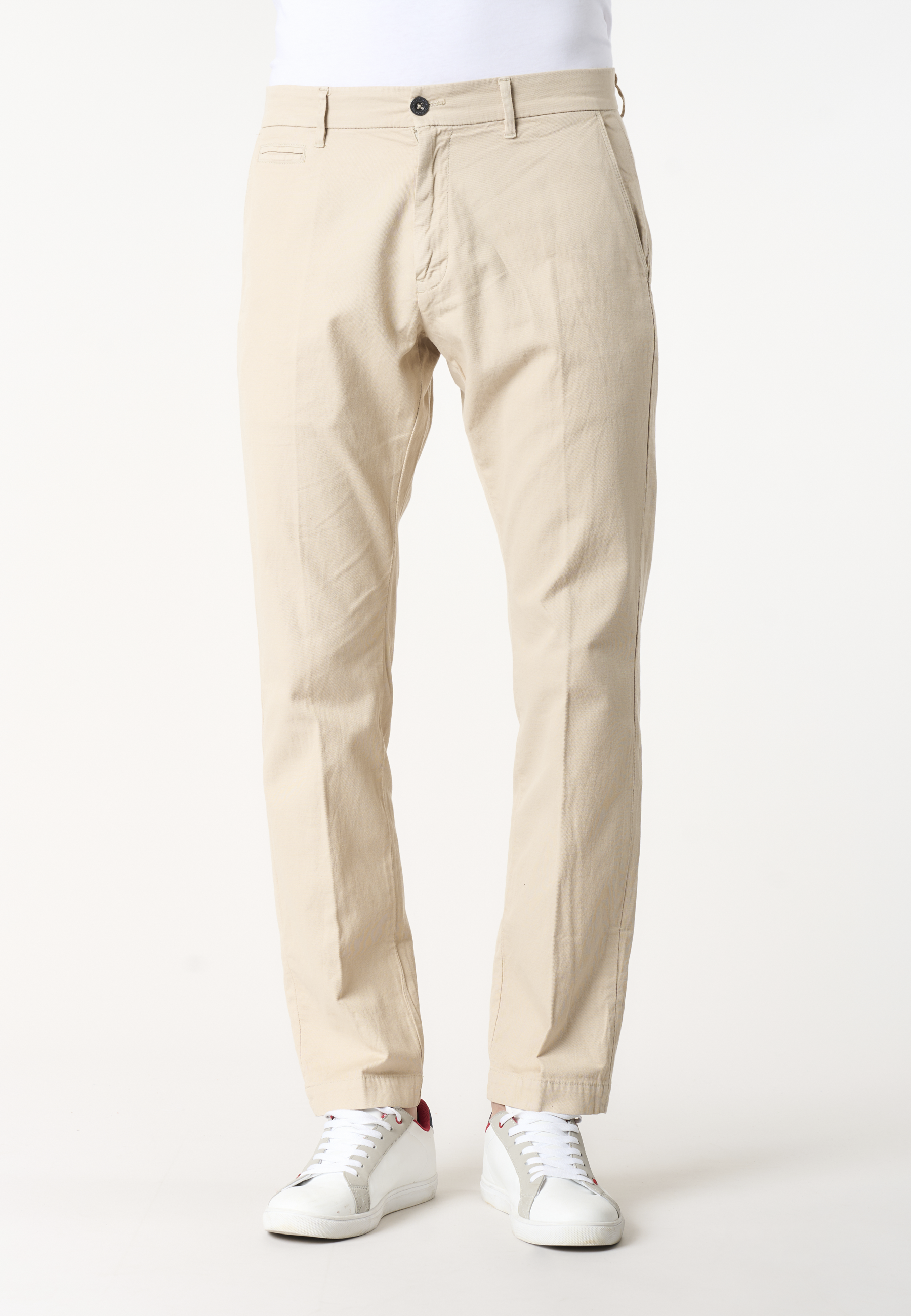 Pantalone chino slim fit da uomo in misto cotone e lino