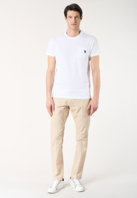 Pantalone chino slim fit da uomo in misto cotone e lino