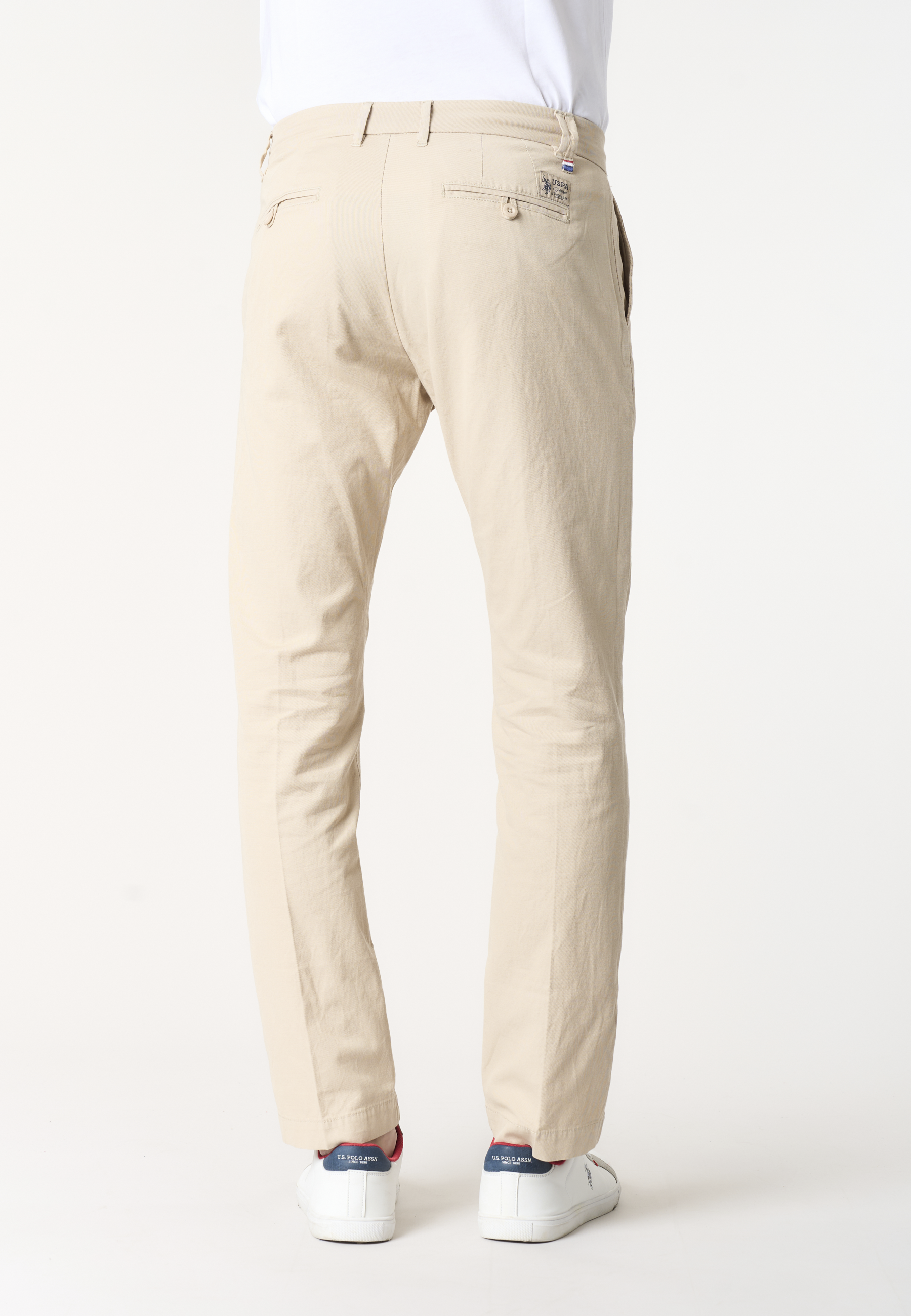 Pantalone chino slim fit da uomo in misto cotone e lino