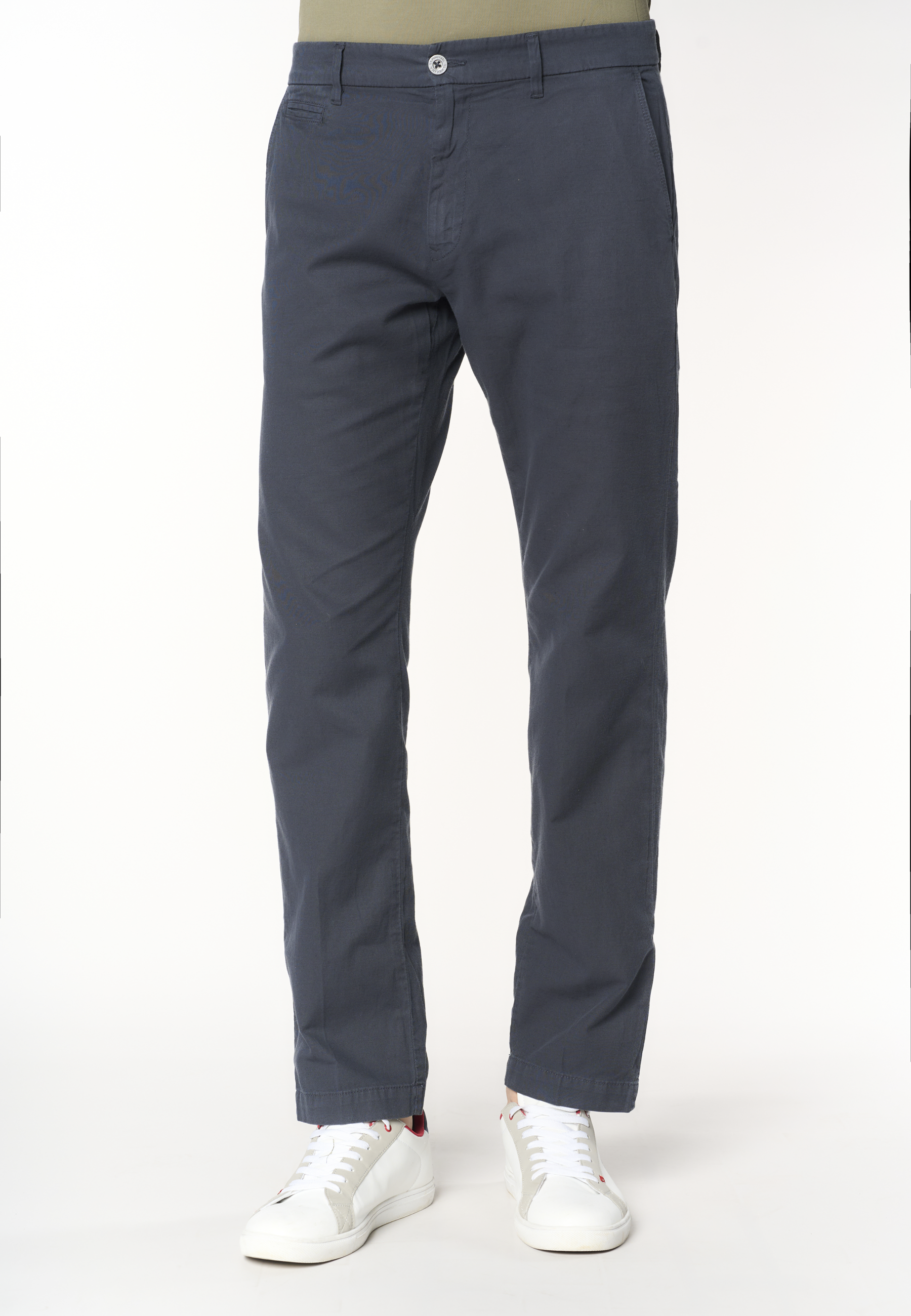 Pantalone chino slim fit da uomo in misto cotone e lino