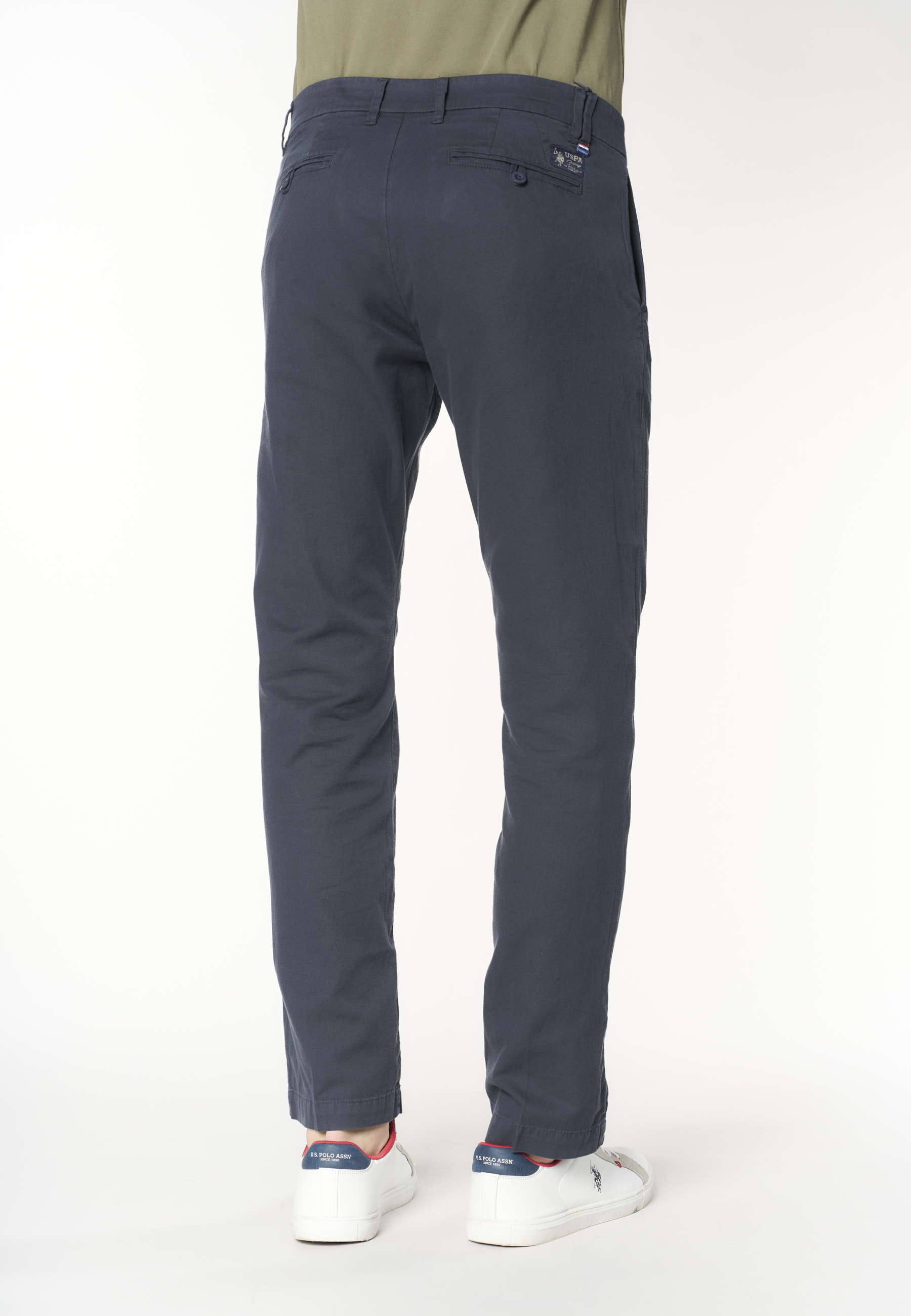 Pantalone chino slim fit da uomo in misto cotone e lino
