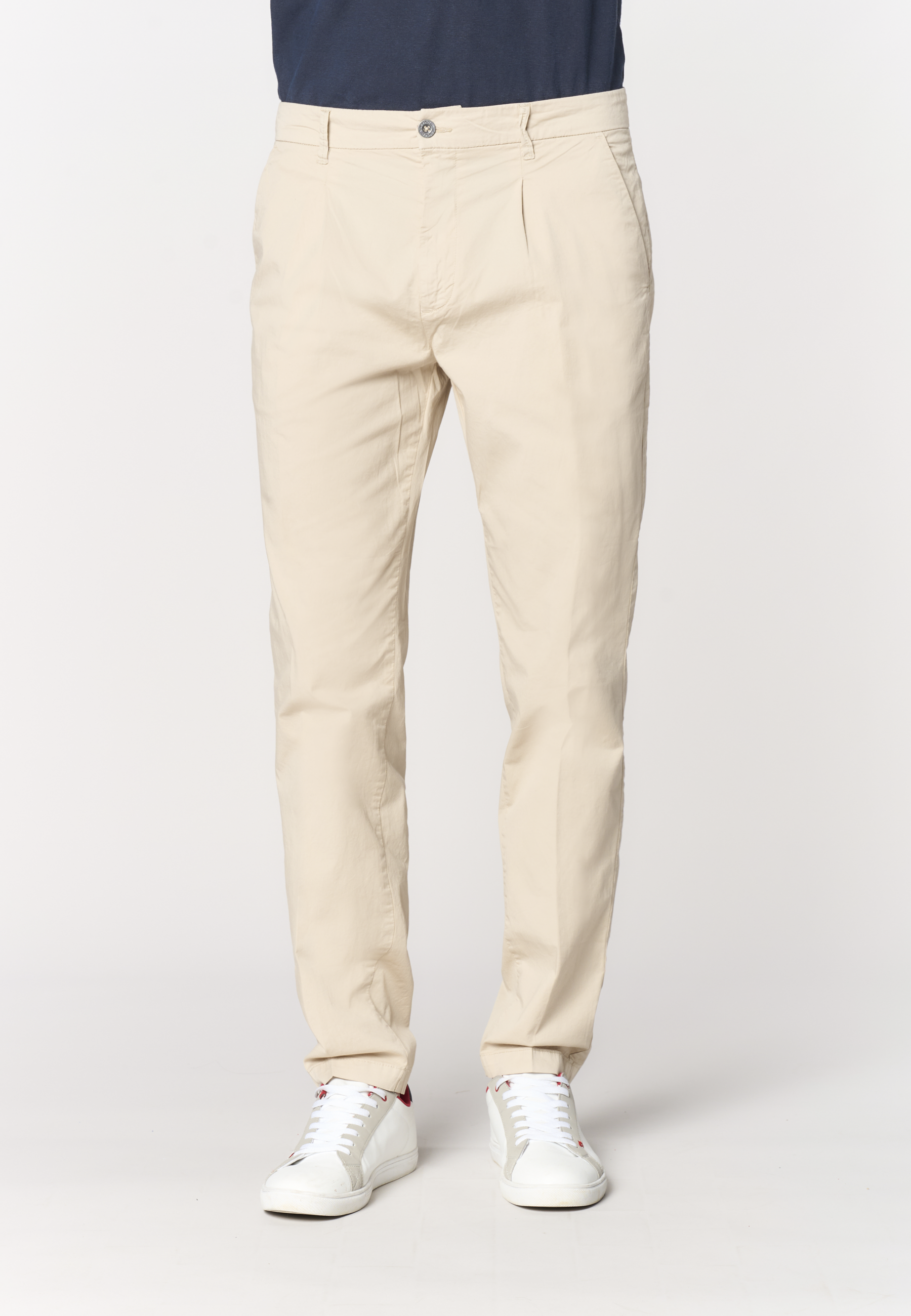 Pantalone da uomo in cotone stretch con carrot fit