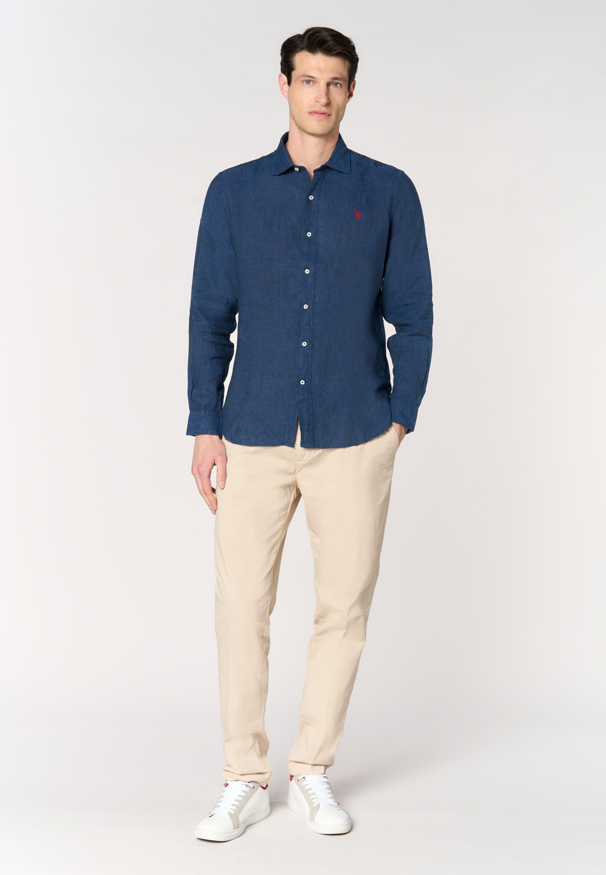 Pantalone da uomo in cotone stretch con carrot fit