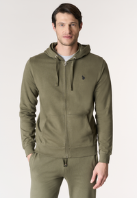 Felpa da uomo in cotone con chiusura full zip e cappuccio