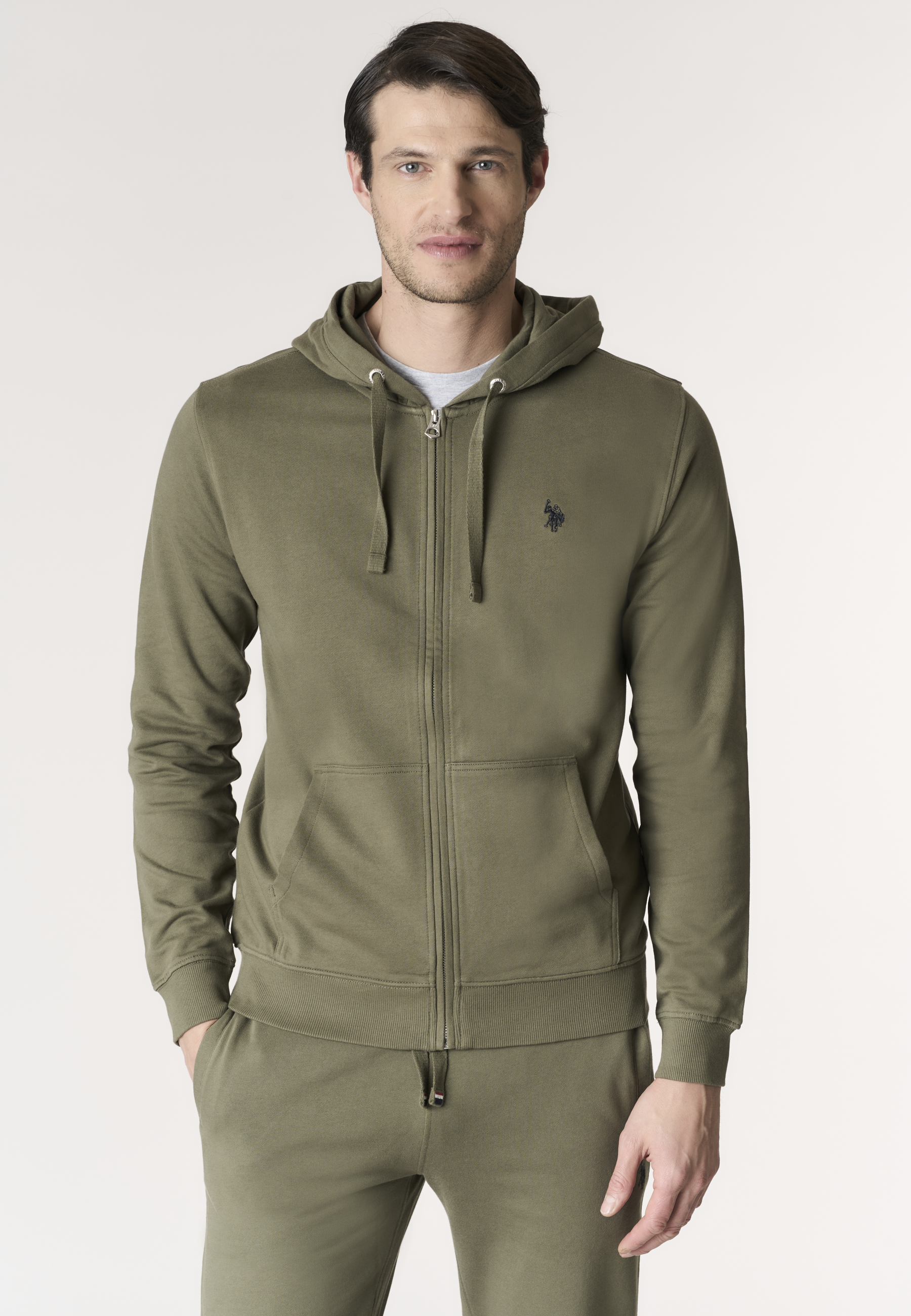 Felpa da uomo in cotone con chiusura full zip e cappuccio