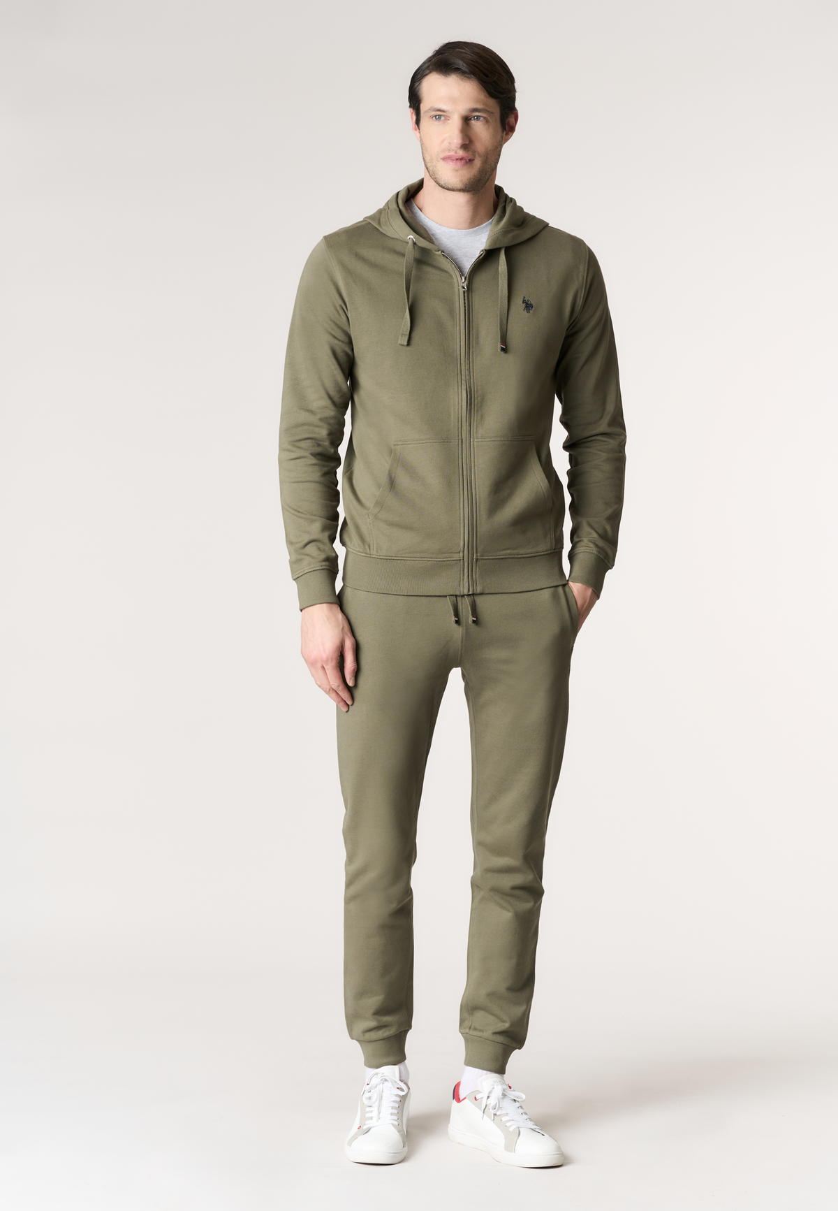 Felpa da uomo in cotone con chiusura full zip e cappuccio