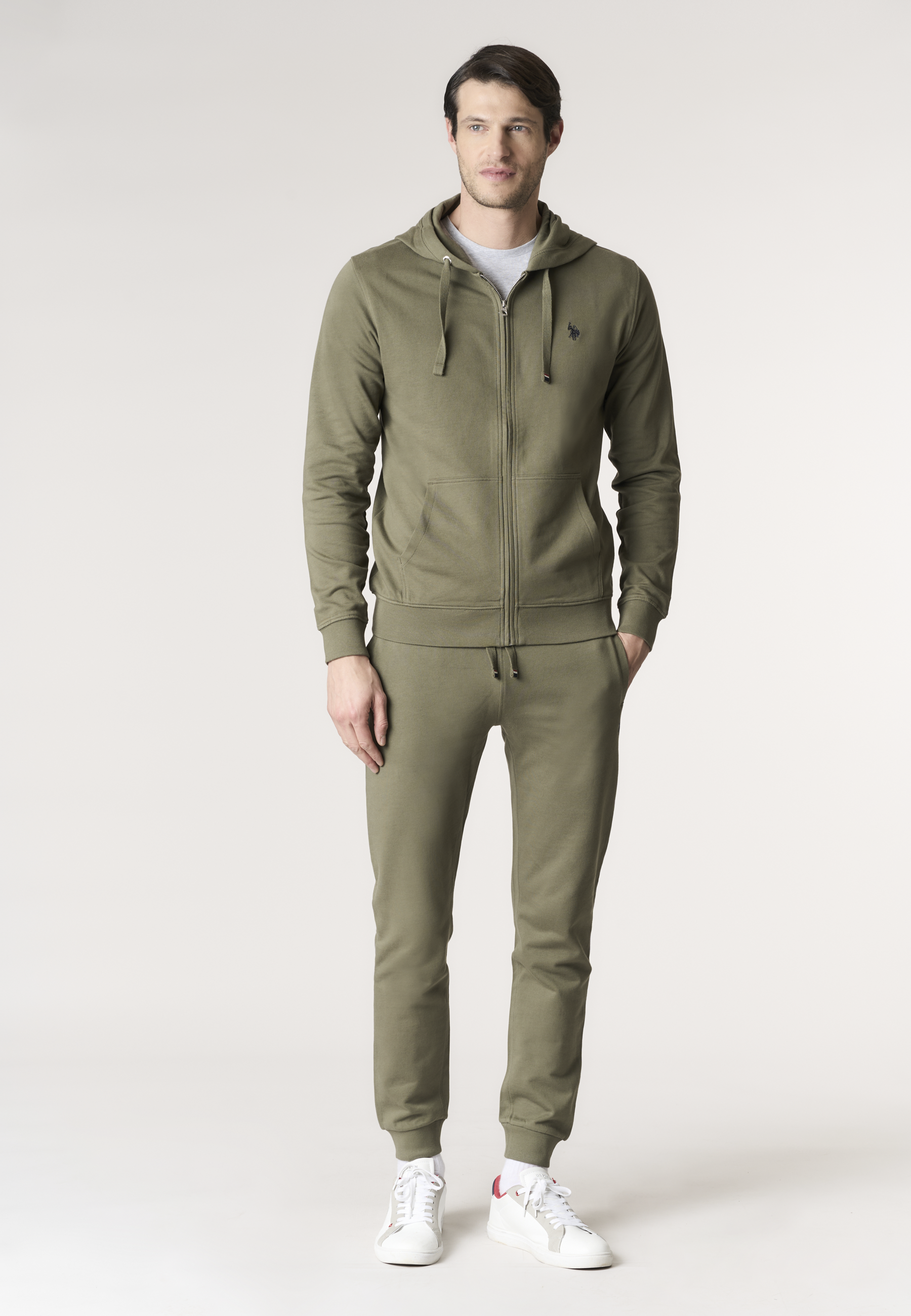 Felpa da uomo in cotone con chiusura full zip e cappuccio