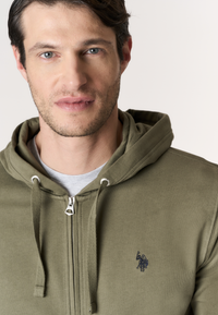 Felpa da uomo in cotone con chiusura full zip e cappuccio